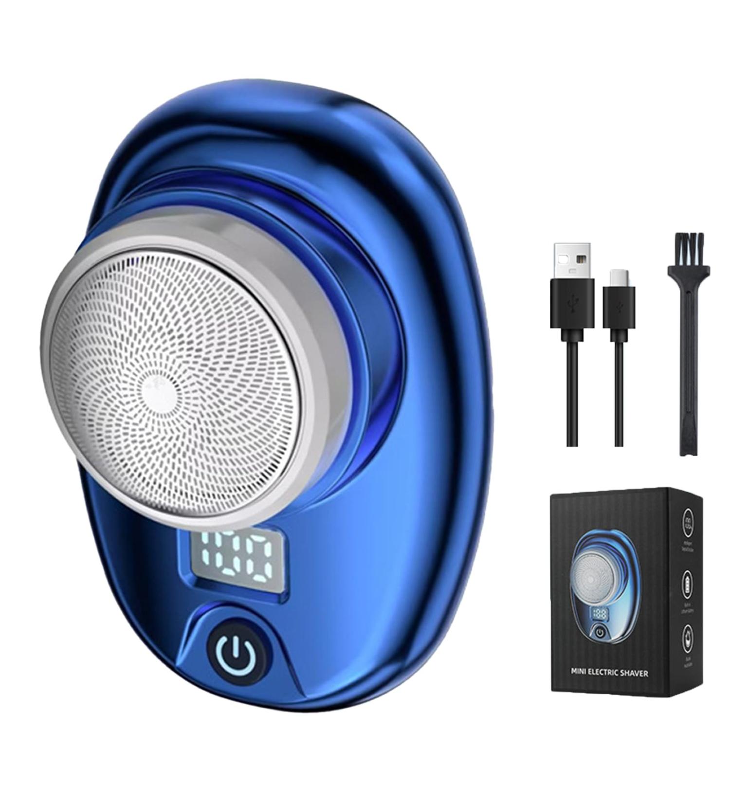 Mini Portable Electric Shaver for Men - Waterproof Razor with LED Display (Pure Blue) - International Shipping - Buy Online on GoSupps.com