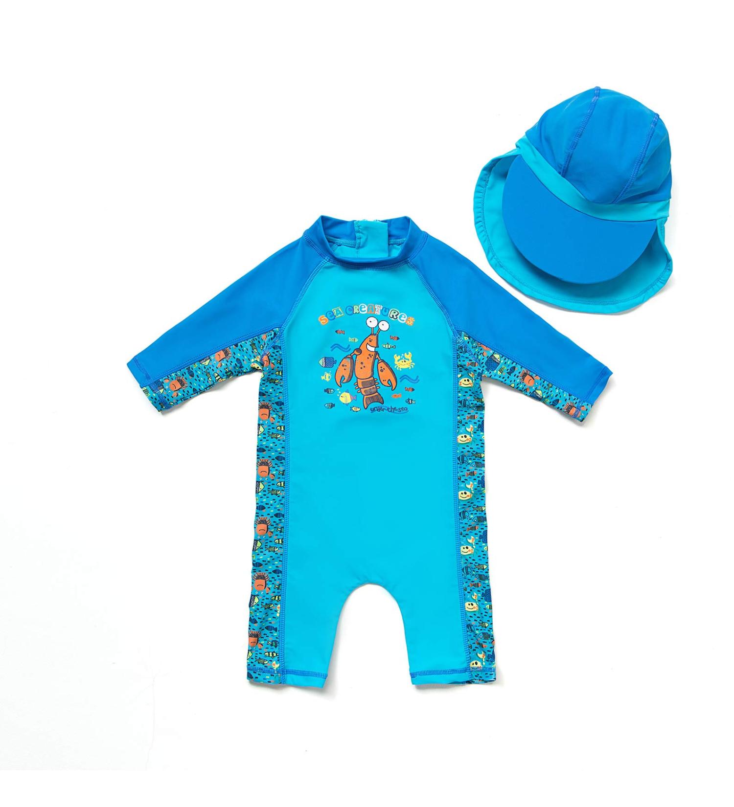 BONVERANO Baby Boys Swimsuit | Toddler Bathing Suit with UPF 50+ Protection | 2-3 Years | Lobster Design - Buy Online on GoSupps.com