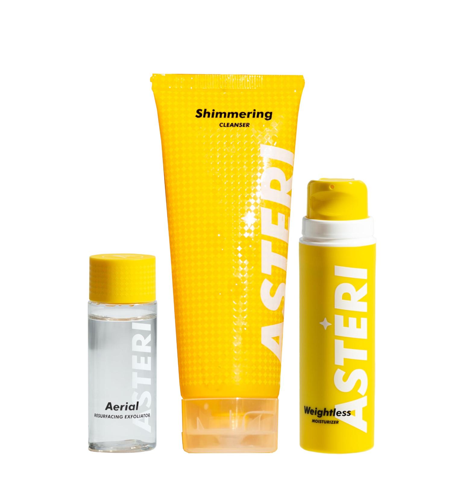 Alumni Skincare Clean & Moisturize Bundle of 3 - - Shimmering Cleanser Aerial Resurfacing Exfoliator and Weightless Moisturizer Bundle - Full Skin Care Gift Set - Buy Online on GoSupps.com