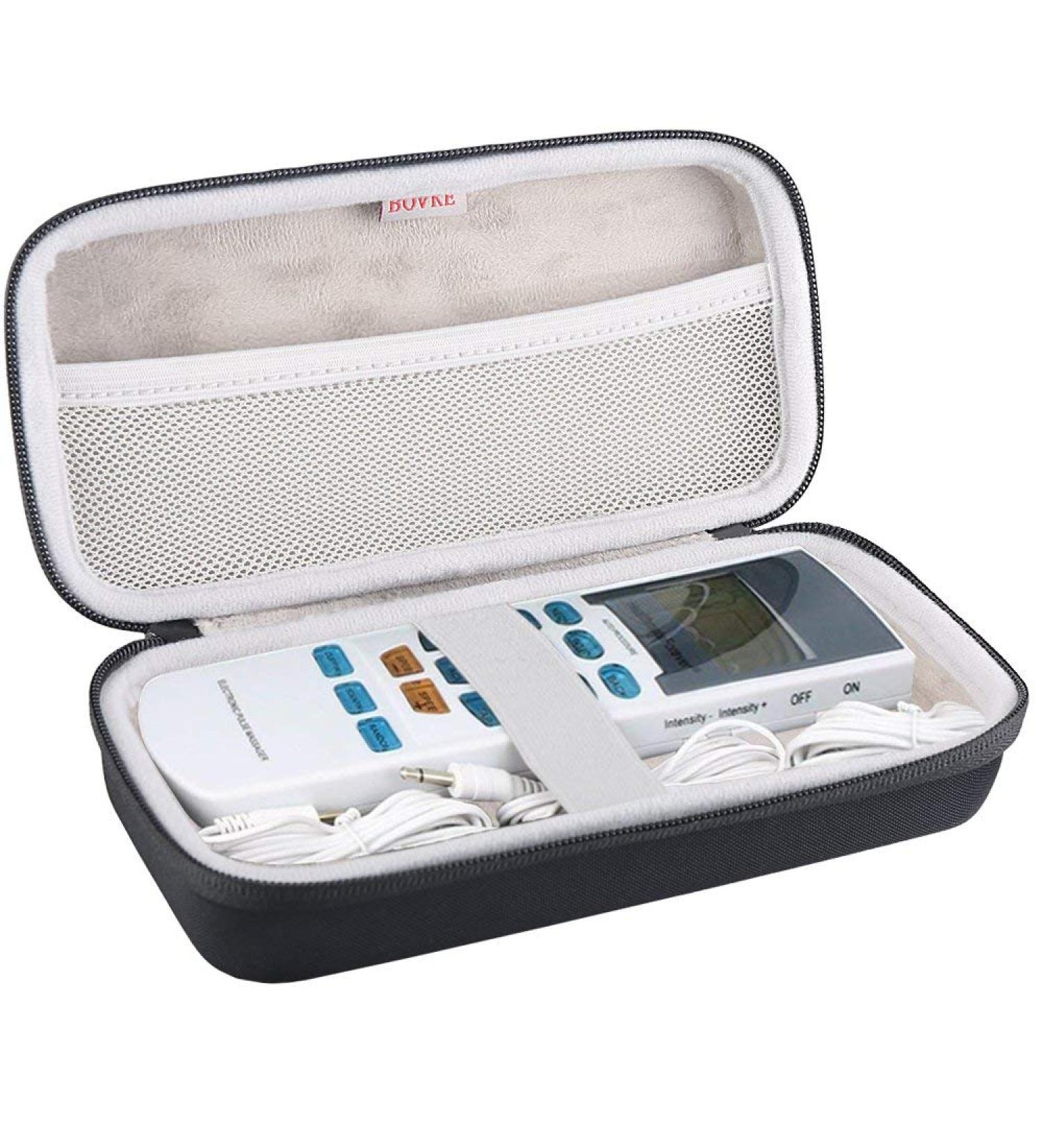 BOVKE Hard EVA Travel Case for YK15AB EMS TENS Unit | Muscle Stimulator & Electronic Pulse Massager Case | Extra Room for Battery Wires Pads & Gel - Black - Buy Online on GoSupps.com