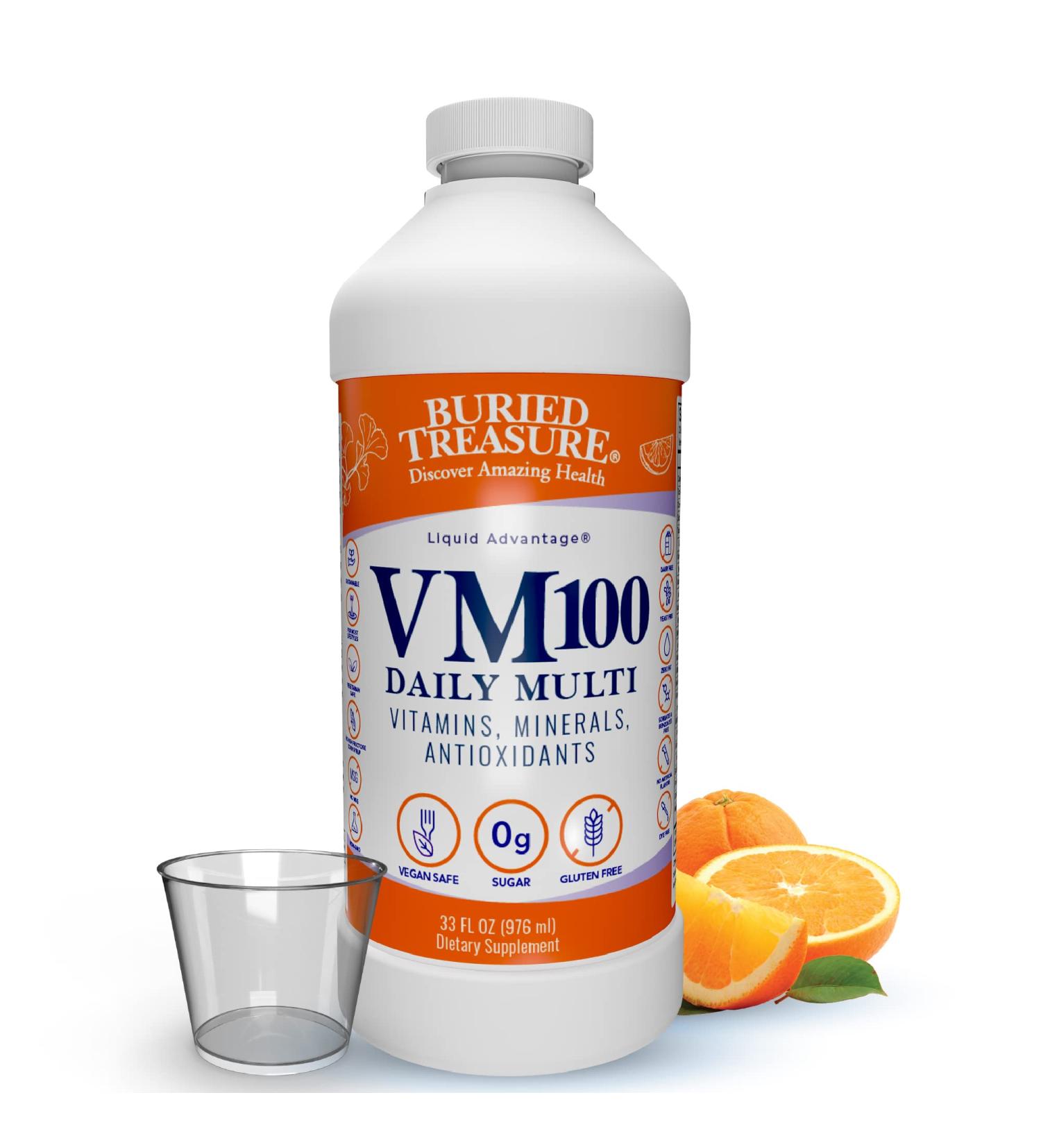 Buried Treasure VM100 Daily Multi - 32 Servings Liquid Vitamins & Minerals Supplement | International Shipping Available - Buy Online on GoSupps.com