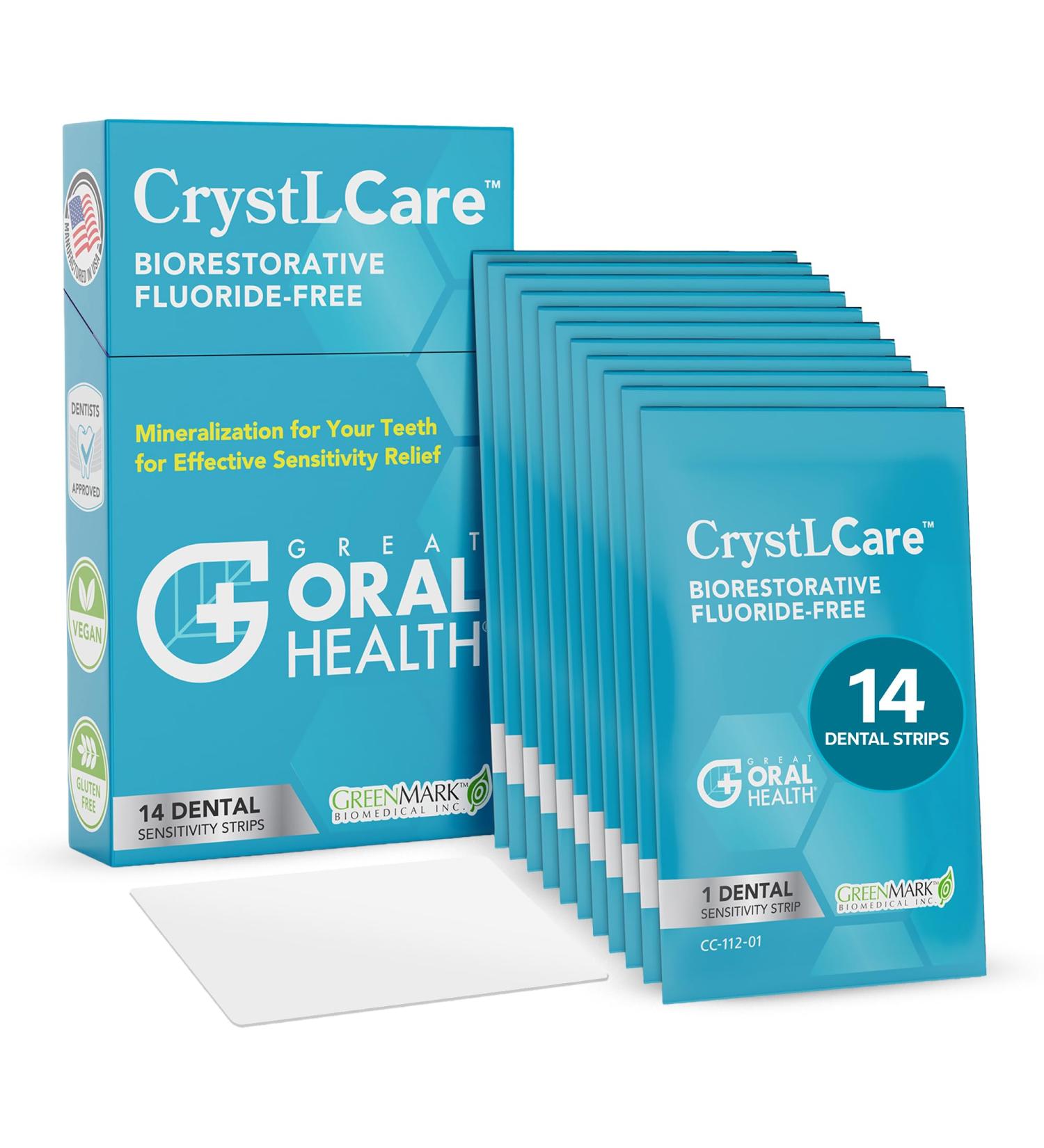 CrystLCare Tooth Sensitivity Treatment for Lasting Relief for Adults & Kids Sensitive Teeth Dental Strips for Nano Hydroxyapatite Enamel Remineralization & Sensitive Tooth Enamel Repair (14 Count) - Buy Online on GoSupps.com