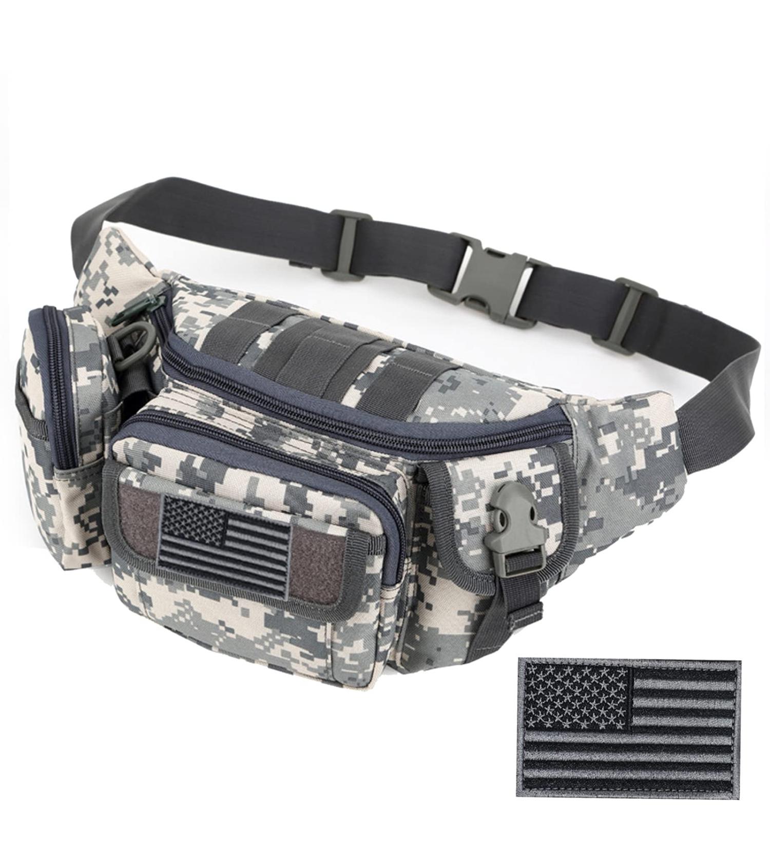 Tactical Fanny Pack with U.S Patch - Military Waist Bag for Outdoor Activities (ACU) - 1 Pack - Buy Online on GoSupps.com