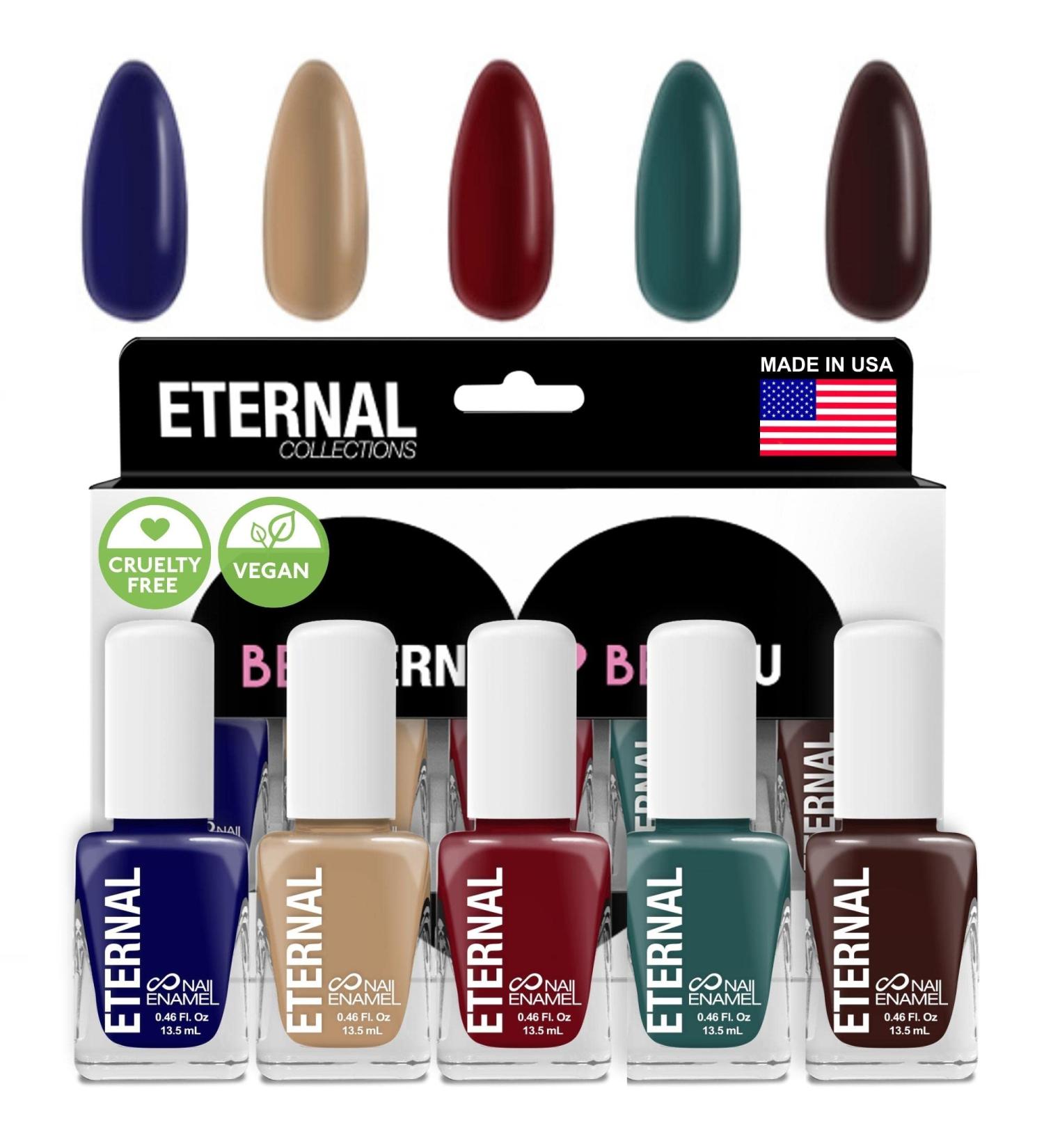 Elegant Eternal Beige 5 pc Red Nail Polish Set for Women & Girls - Fast Dry, Long-Lasting Blue Nail Polish - DIY Manicure/Pedicure - Made in USA - Buy Online on GoSupps.com
