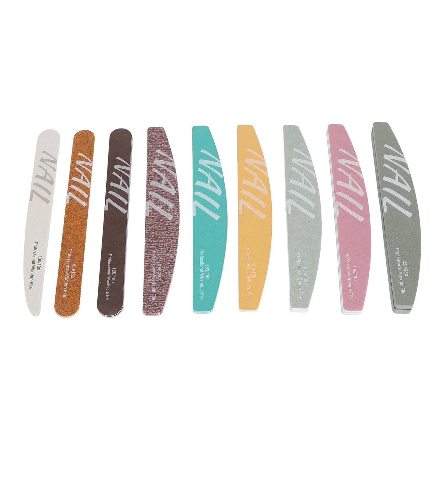 9 Piece Nail File Set Professional Washable Nail Buffer Set with Different Shape Gel Nail File Kit Manicure Tool for Home Salon - Buy Online on GoSupps.com