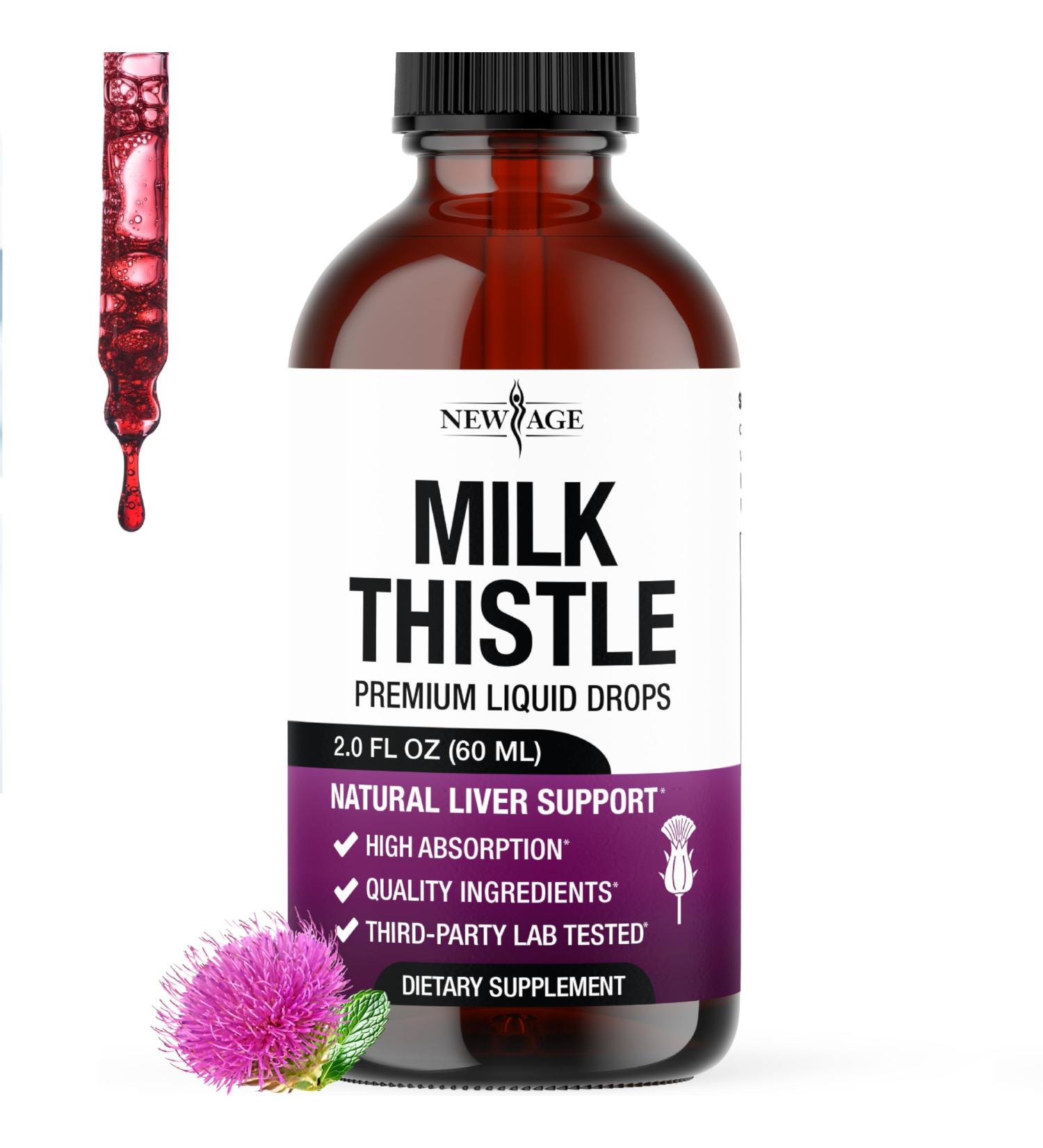 Milk Thistle Liquid Drops All Natural Milk Thistle Extract with Silymarin High Absorption Non-GMO Gluten-Free 2 oz - Buy Online on GoSupps.com