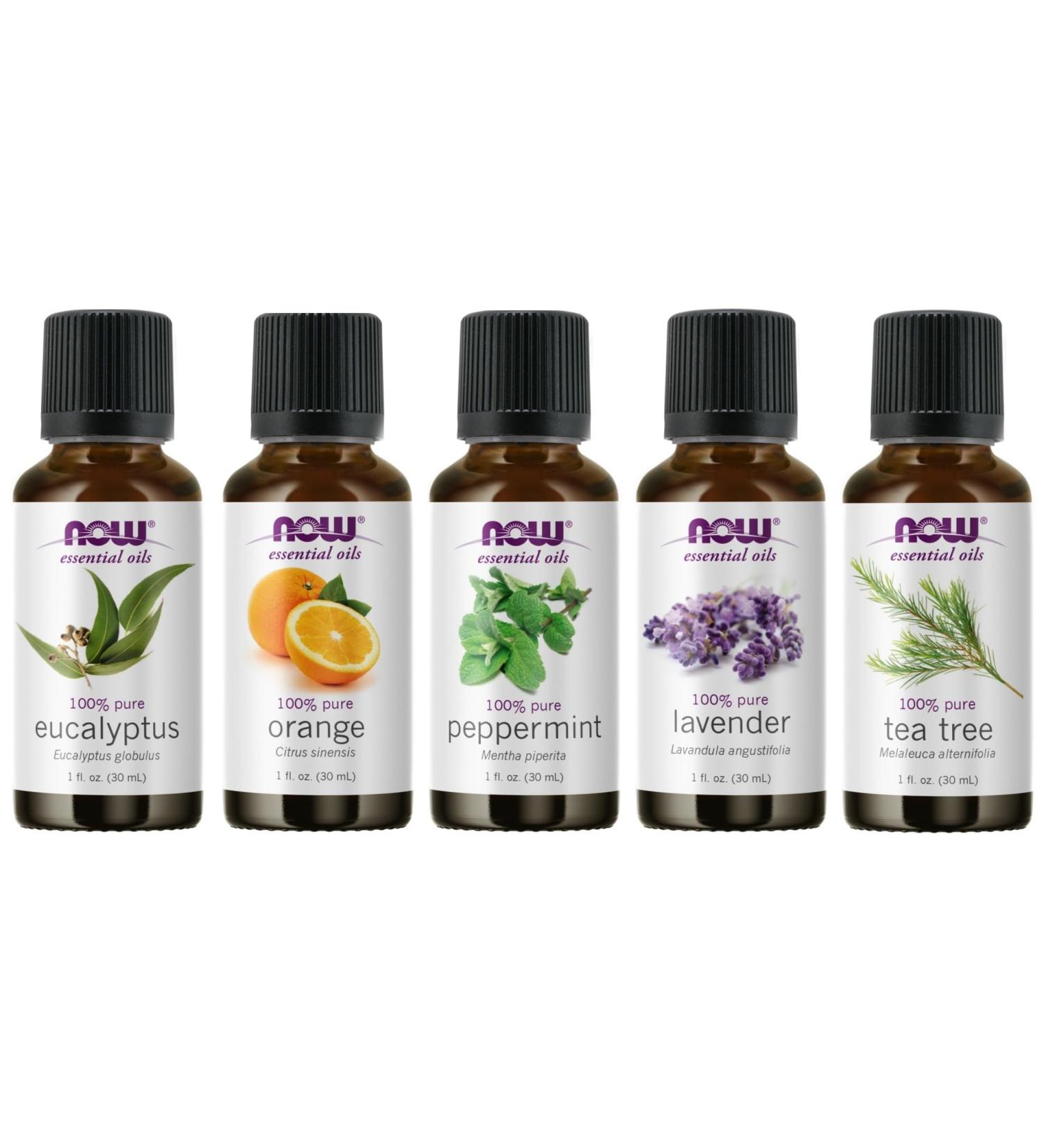 Now Foods Essential Oil 5-Pack Variety Sampler | Premium 1 Ounce Bottles | International Shipping Available - Buy Online on GoSupps.com