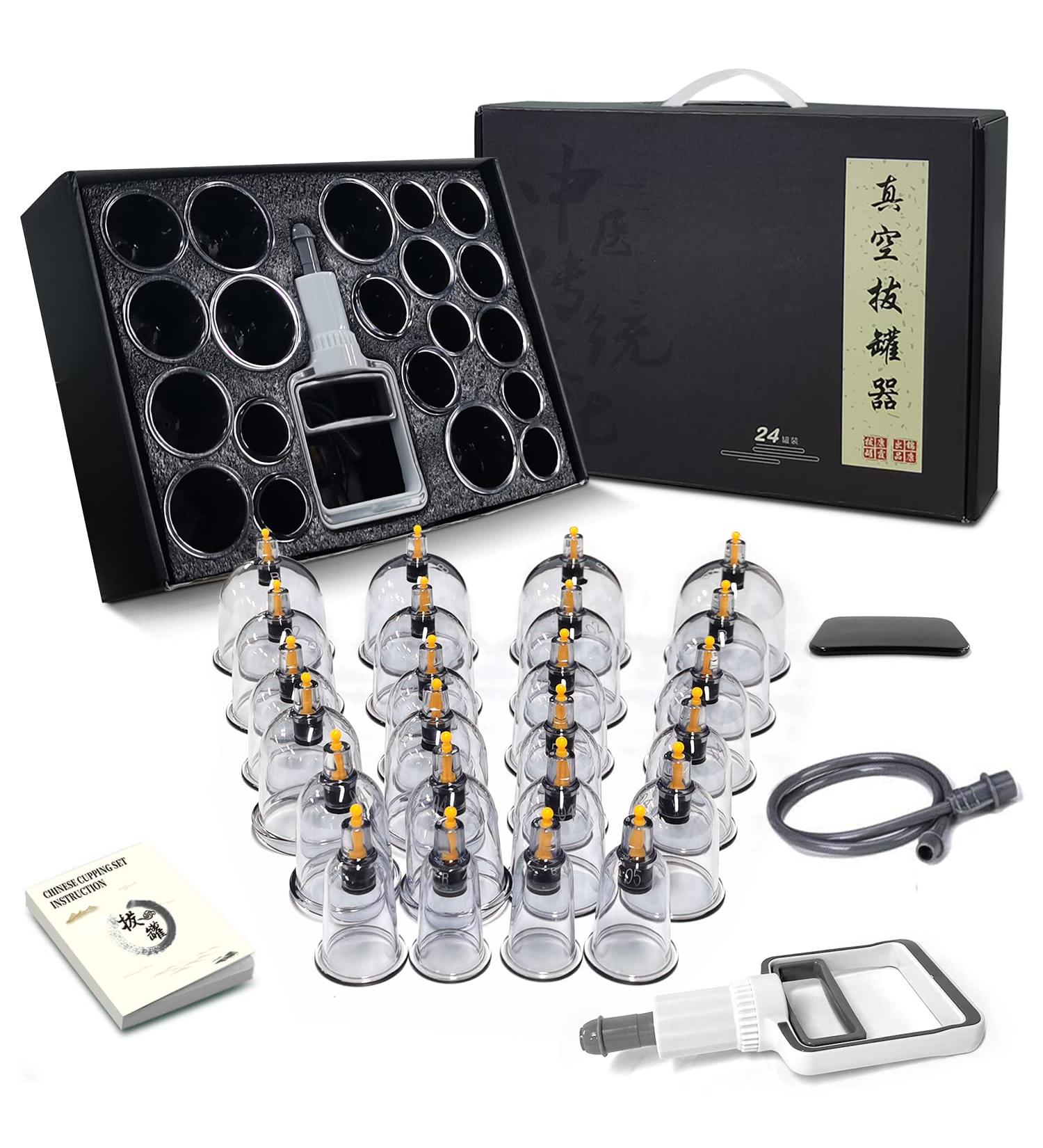 Cupping Set 24 Cups - Professional Chinese Acupoint Therapy for Pain Relief & Wellness - Buy Online on GoSupps.com