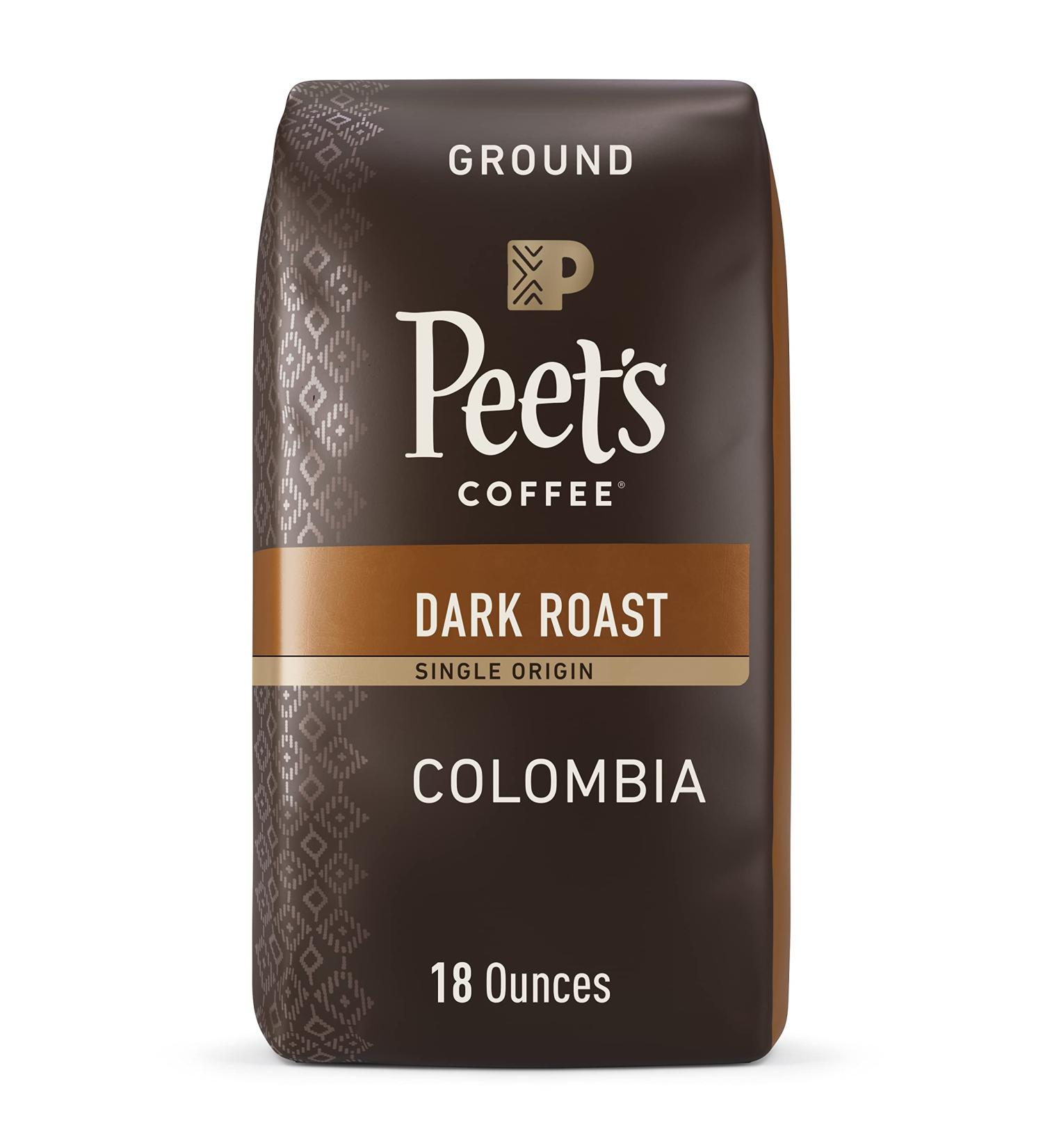 Peet's Coffee Dark Roast Ground Coffee - 18oz Bag, Single Origin Colombia - Buy Online on GoSupps.com