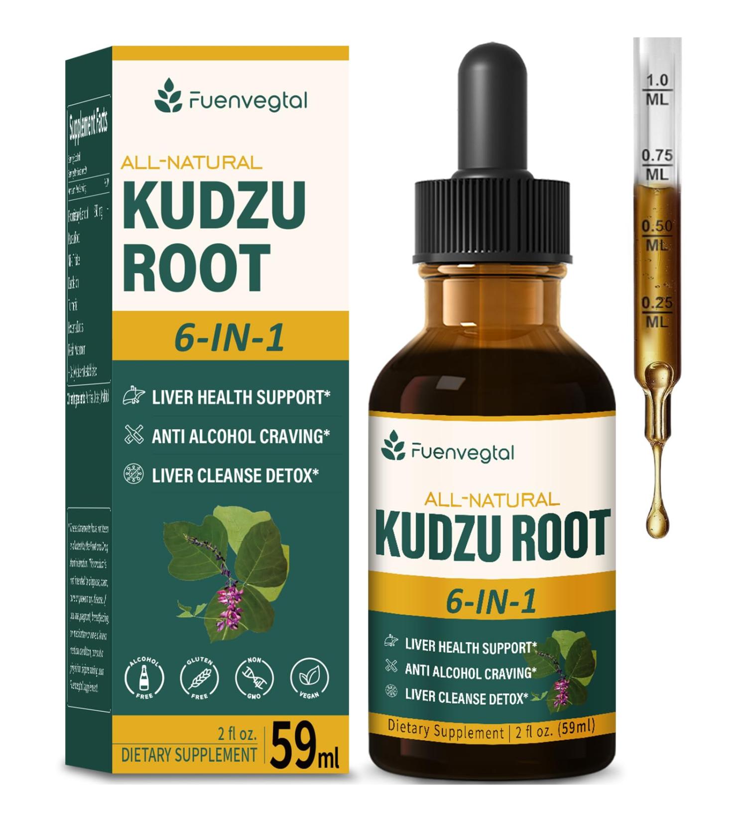 Kudzu Root Drops - Herbal Liver Health Support & Detox Extract - 2oz | International Shipping Available - Buy Online on GoSupps.com
