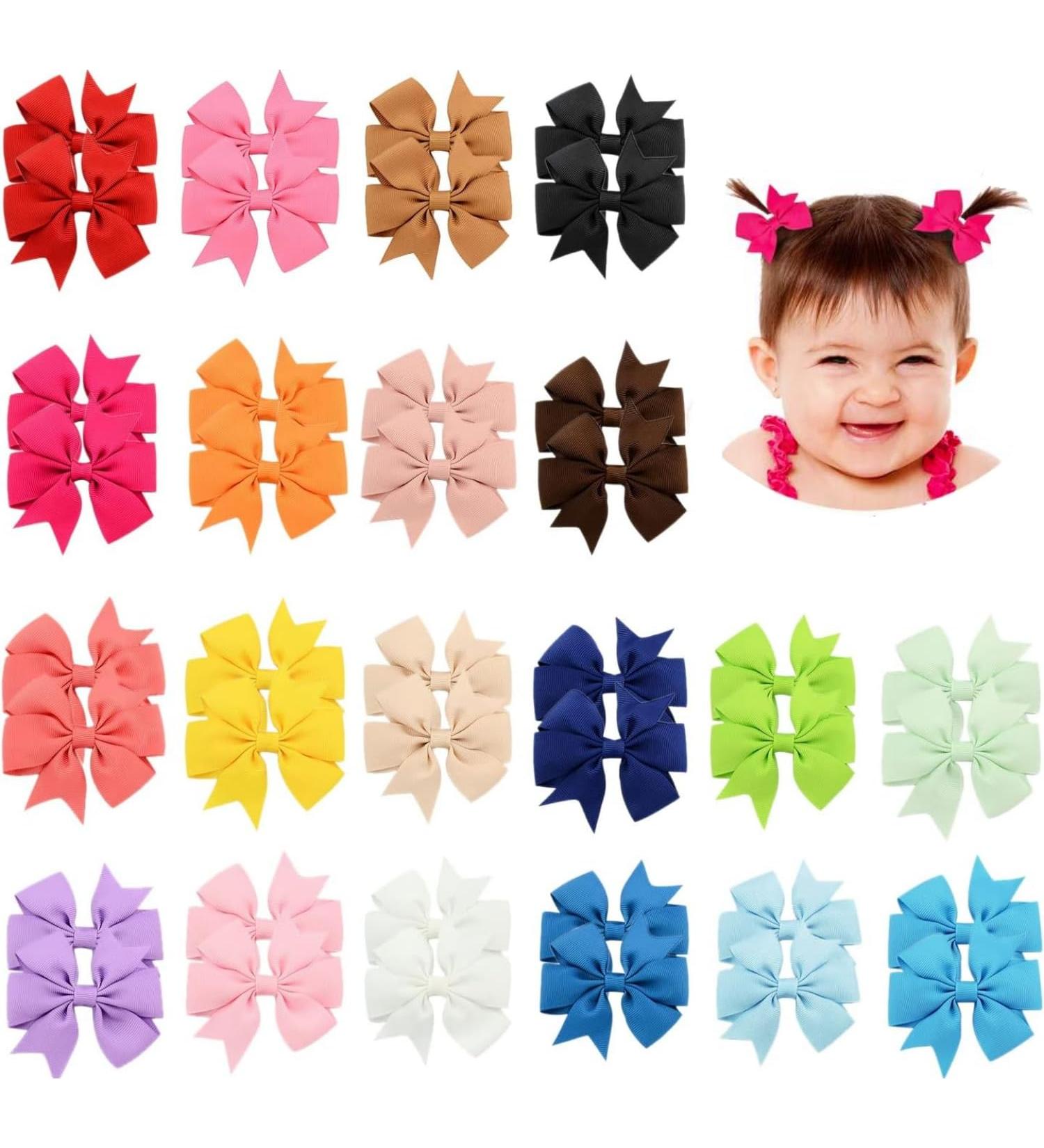 OFKP 40 Pcs Grosgrain Ribbon Headband Pinwheel Hair Bows Boutique Alligator Clip For Girls Baby Kids and Children - Buy Online on GoSupps.com