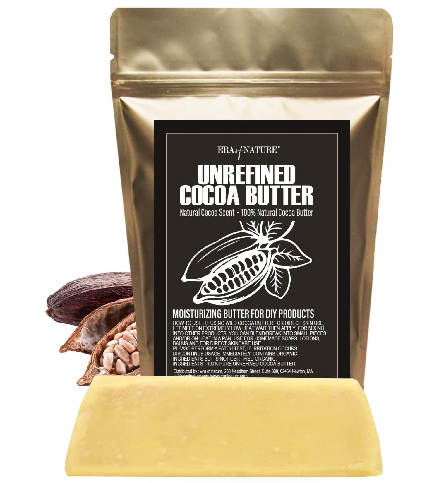 Raw Pure Unrefined Cocoa Butter 8oz - Ideal for DIY Body Butters, Soaps, Lotions & Lip Balm - Great for Stretch Marks & Acne Spots - Hard/Solid Texture - Natural Cacao Scent - Buy Online on GoSupps.com