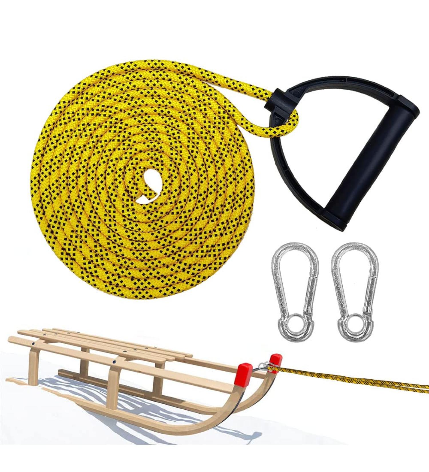Rurizhongtian Sledge Rope with Carabiner - 4m Sled Rope with Handle for Easy Sled Pulling | Durable Sledge Line for All Your Outdoor Adventures - Buy Online on GoSupps.com