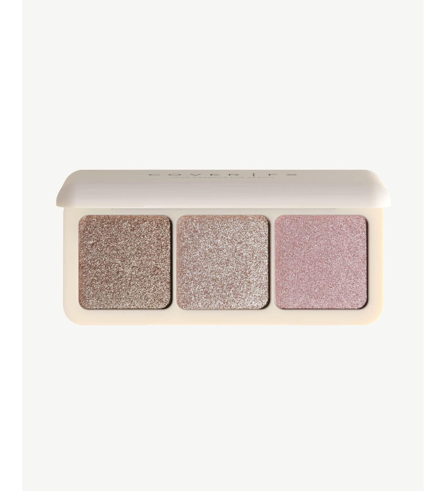 Cover FX Pressed Custom Enhancer Drop Highlighter Makeup Palette - Eyes  Cheeks and Body - Buildable Illuminating Highlight - On the go Travel Friendly