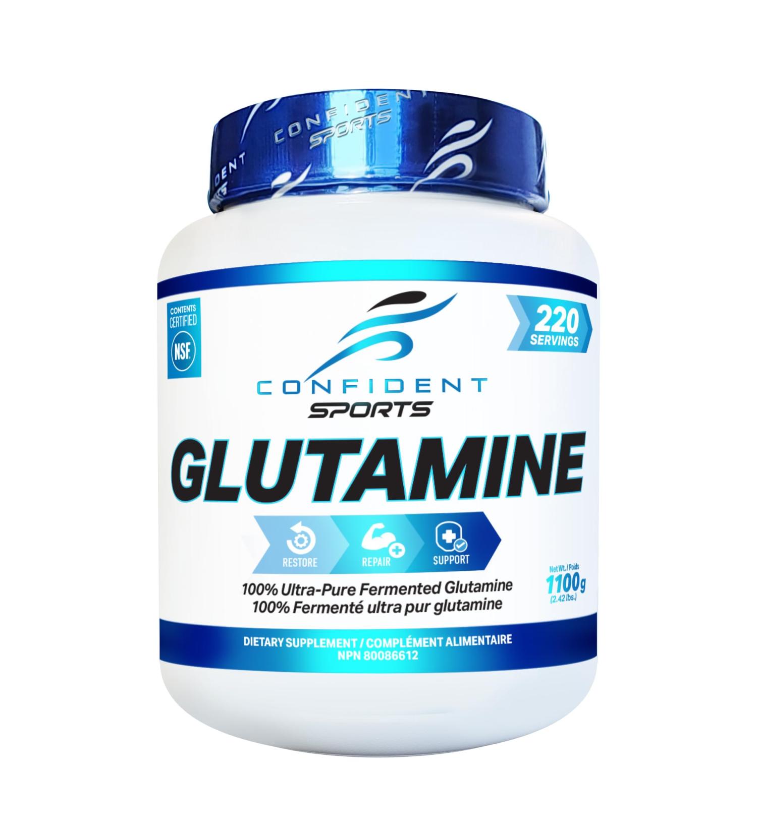 CONFIDENT SPORTS - 100% Pure Micronized Pharmaceutical Grade Glutamine Powder - 1100 GRAM - 220 Servings 1.1 kg (Pack of 1) - Buy Online on GoSupps.com