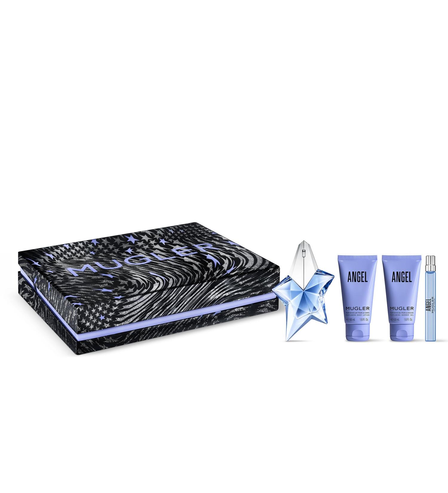 Mugler Angel Eau de Parfum - Women's Perfume Gift Set ($215 Value) - Ambery & Woody - Fragrance 1.6 Fl Oz 1.6 Fl Oz Lotion 1.6 Fl Oz Shower Gel 0.33 Fl Oz Travel Size Perfume - Buy Online on GoSupps.com