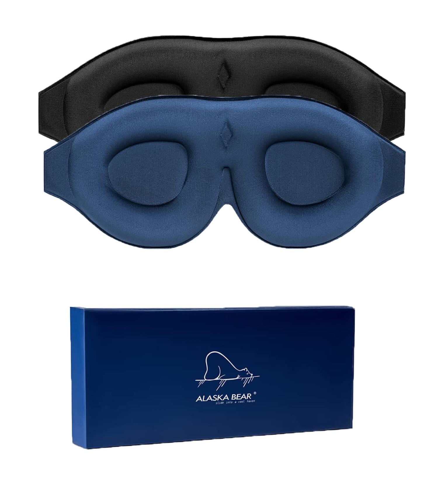 2 Pack ALASKA BEAR 3D Pillow Eye Masks, 100% Blackout, Comfortable Contoured Cups, Nose Covering, for Women Men - Black & Navy - Buy Online on GoSupps.com