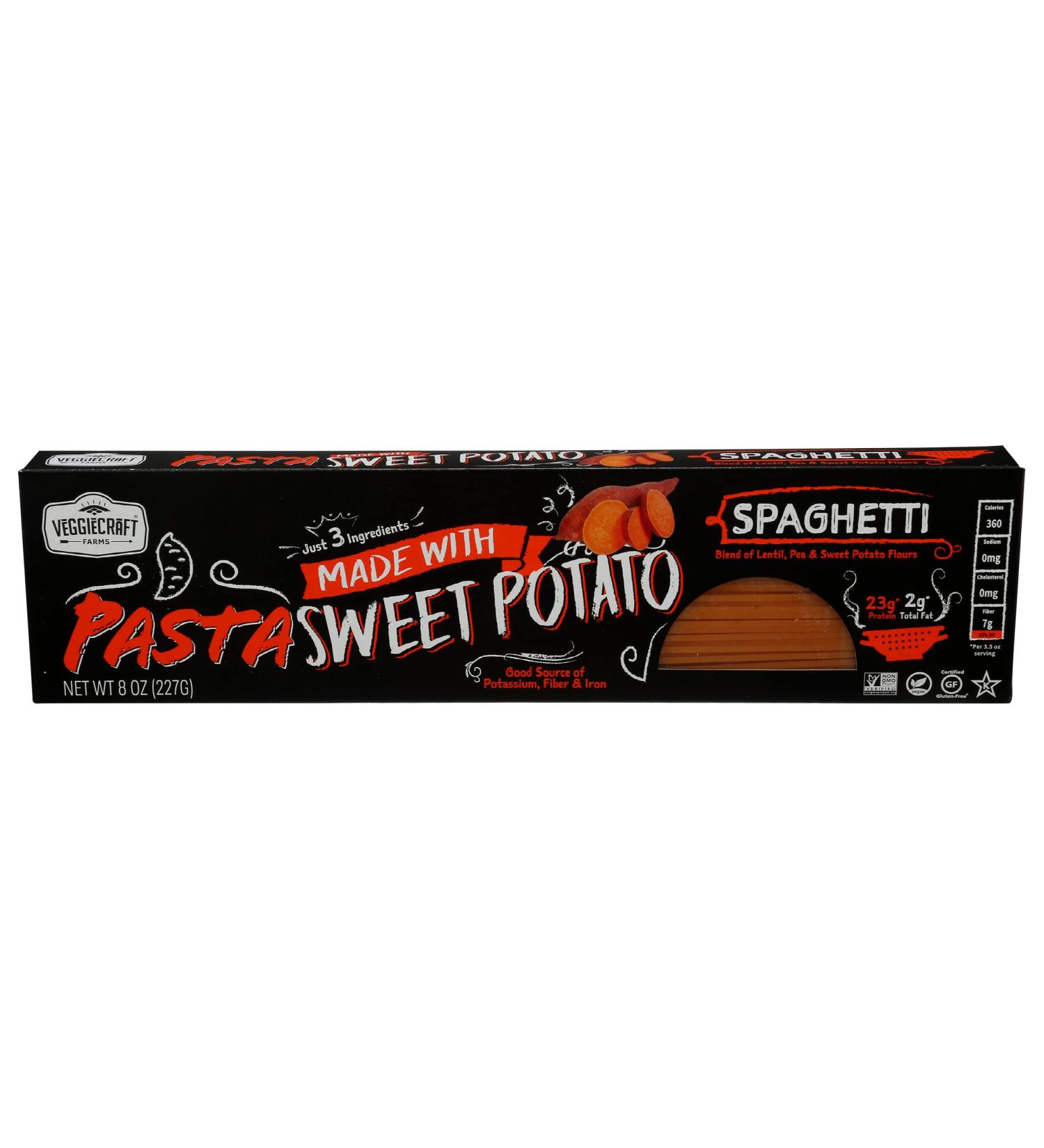 Veggiecraft Farms Lentil Peas & Sweet Potato Spaghetti Pasta - Gluten-Free Vegan Noodles 8 Oz - Buy Online on GoSupps.com