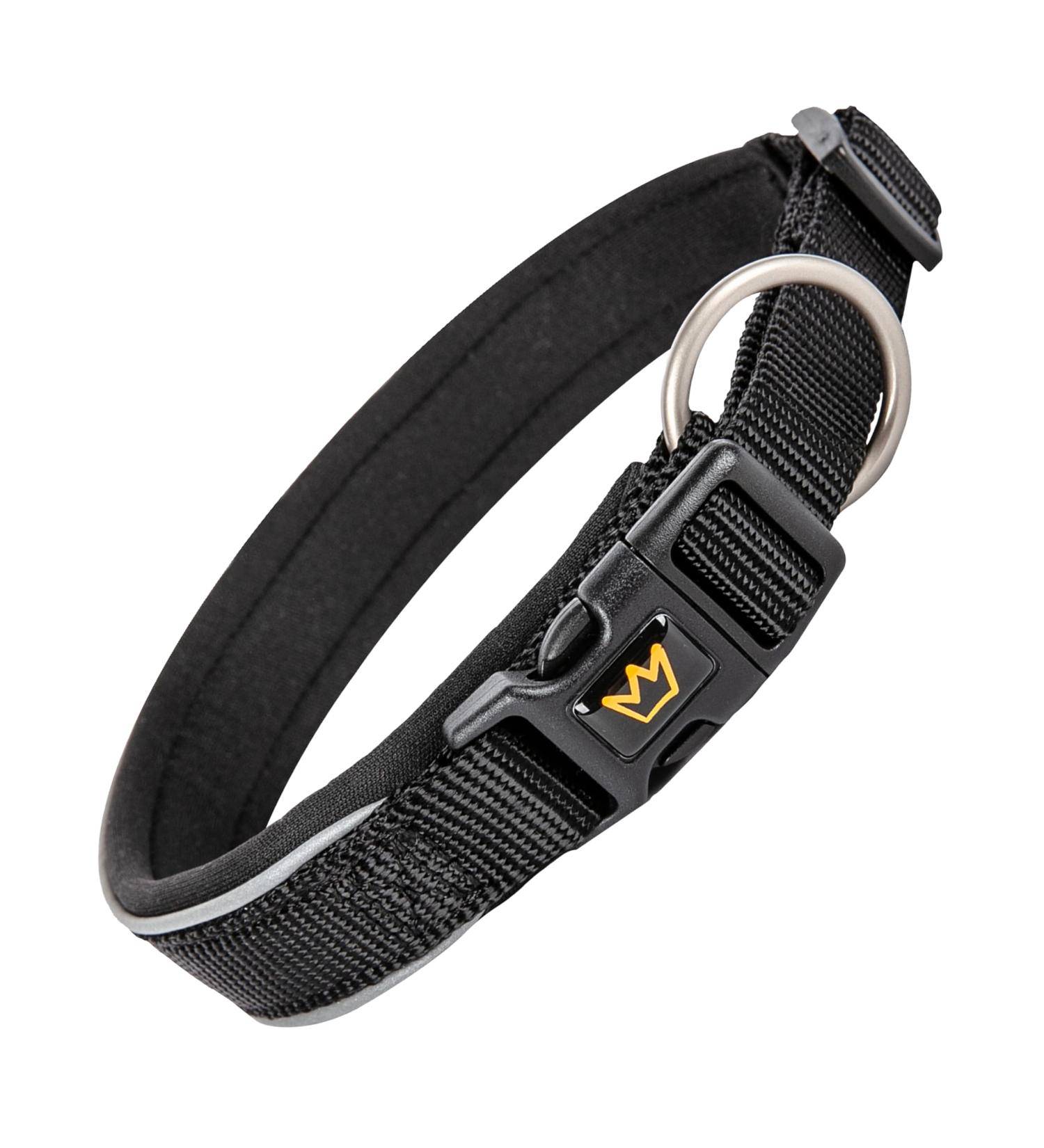 Rudelknig Paola Adjustable Reflective Dog Collar for Small Dogs - Black Nylon Size 1 (25-30cm) - Buy Online on GoSupps.com