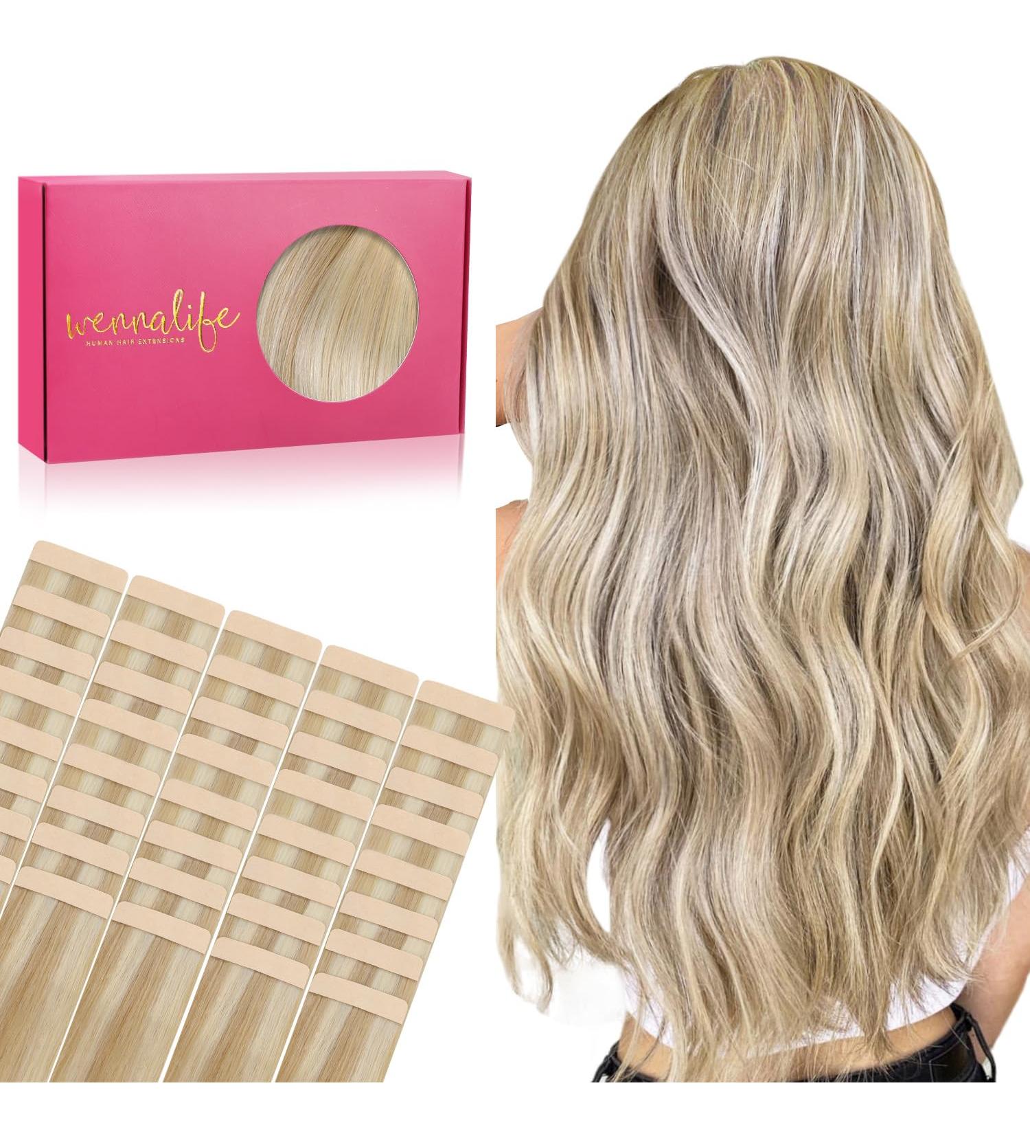 Buy If-Salt Tape Extensions | 40pcs 100g 60cm 24 Inch Real Hair Extensions - Dirty Blonde Highlights | Invisible Tape-In Seidig Hair Extensions #18a/613a - Buy Online on GoSupps.com