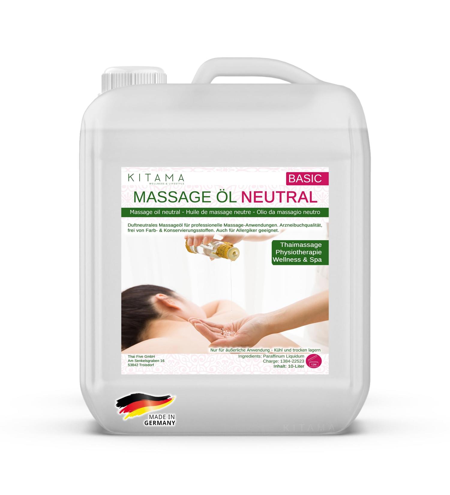 KitaMa 10L Neutral Massage Oil - Fragrance-Free Canister for Thai Massage & Spa Wellness | Ideal for Physiotherapy & Relaxation - Buy Online on GoSupps.com