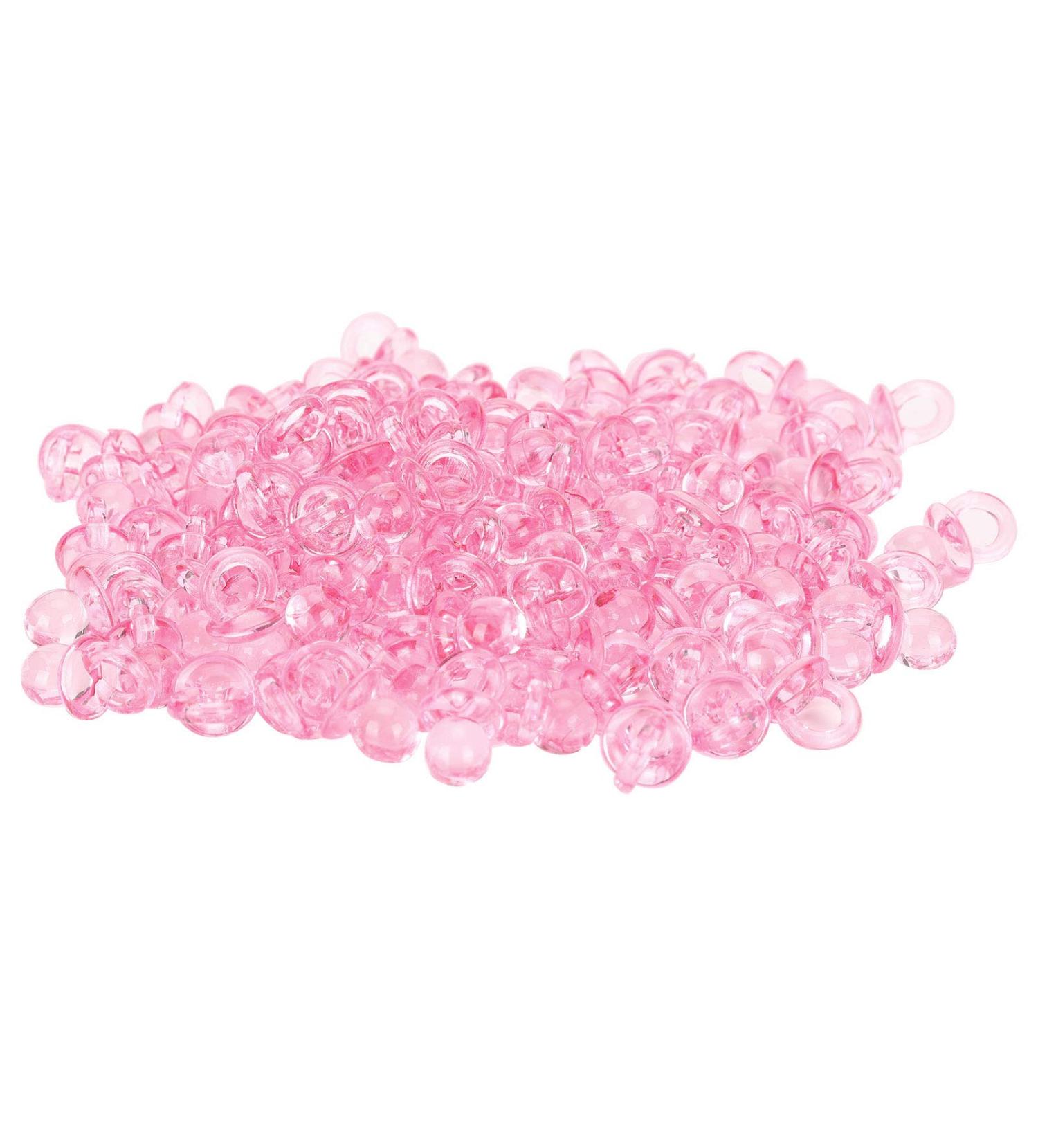 Qukaim Mini Pacifier 200pcs - Pink Acrylic Baby Nipple for Baptism Birthday Gifts & Baby Shower Decorations - International Shipping Available - Buy Online on GoSupps.com