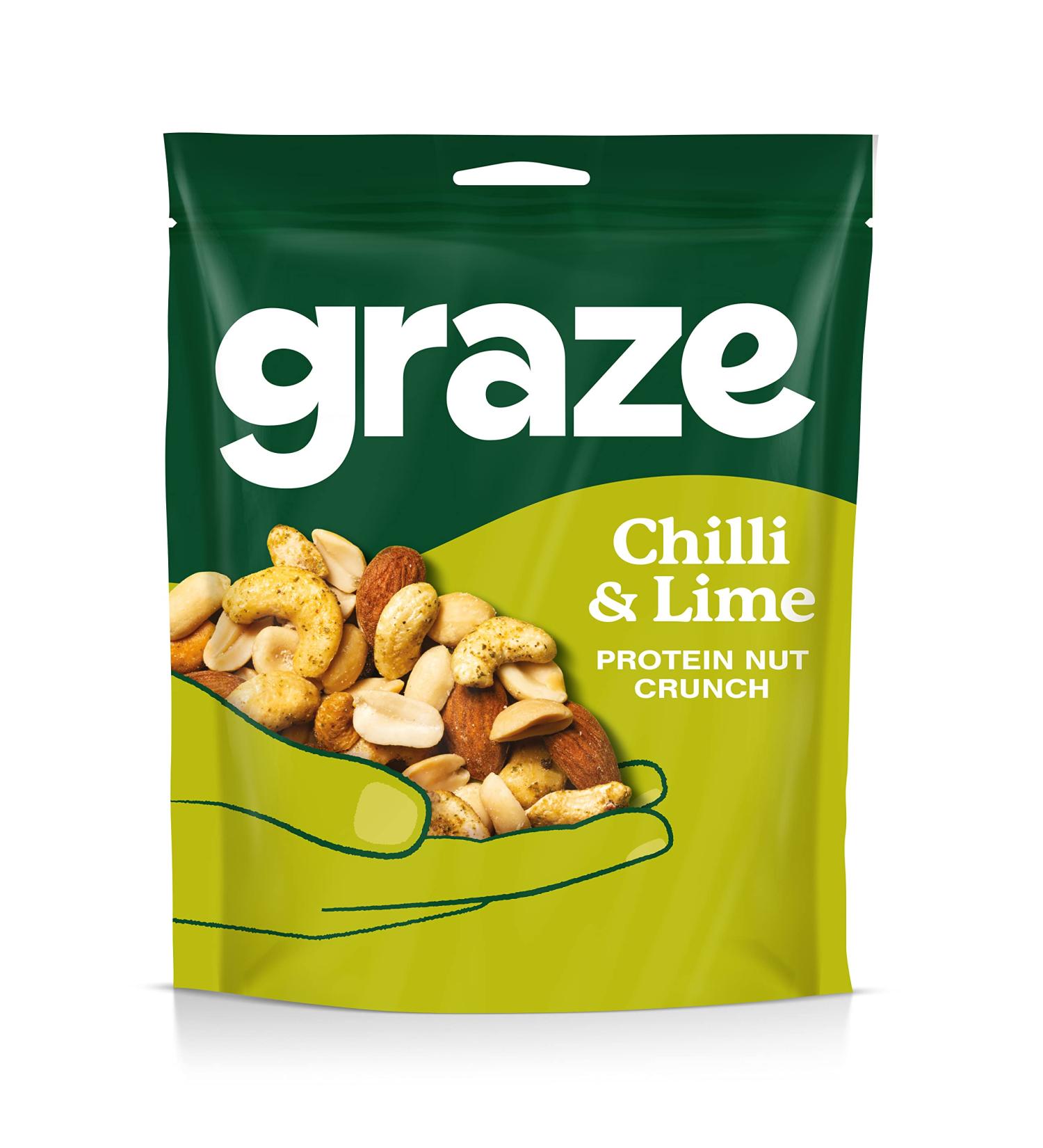 Graze Protein Chilli&Lime Vegan Mixed Nuts Snack 100g - Buy Online on GoSupps.com