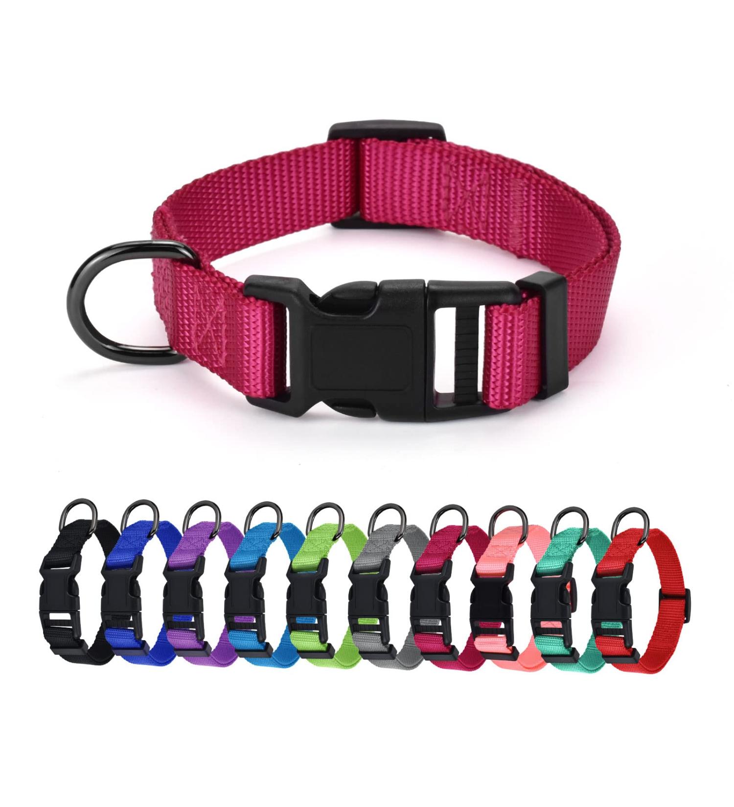 Audwud Thick Nylon Dog Collar - Adjustable Neck Band in Very Berry Perfect for Small Medium & Large Dogs | 4 Sizes (L: 42-63 cm) - Buy Online on GoSupps.com