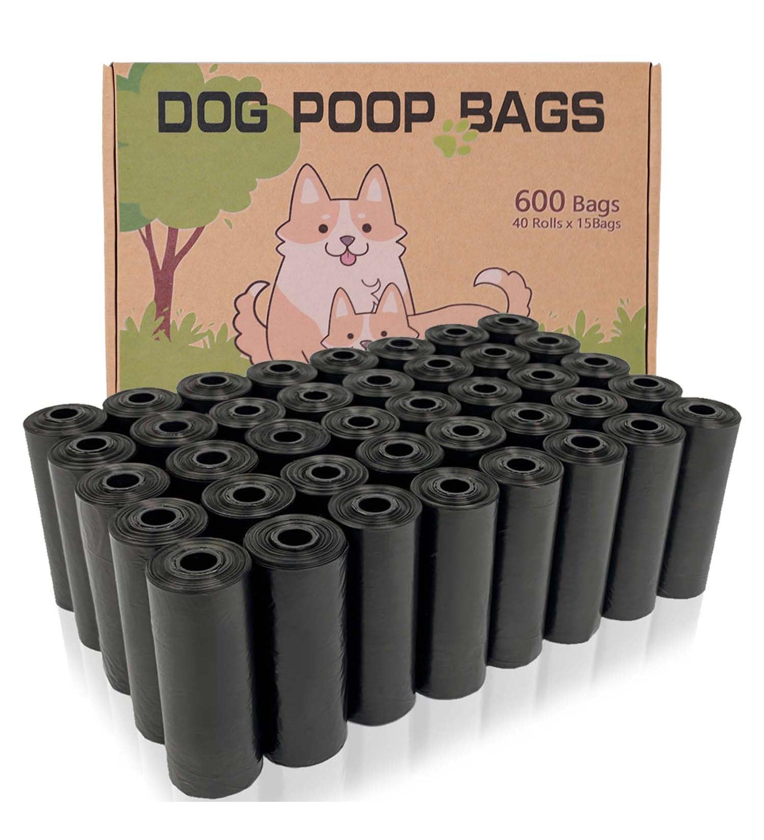 600PCS AiTodos Dog Poop Bags - Black Polyethylene Dog Bags (40 Rolls, 15 Bags per Roll) - Portable and Suitable for Leaving the House - 30*21.5 cm - Dog Toilet Bags - Buy Online on GoSupps.com