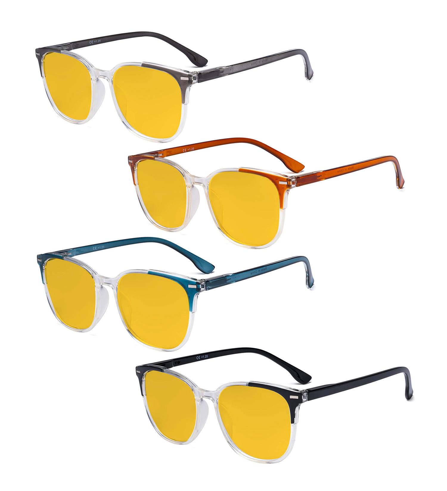 Eyekepper 4 Pack Amber Tinted Blue Light Blocking Reading Glasses for Women - +2.50 Magnification Readers - Buy Online on GoSupps.com