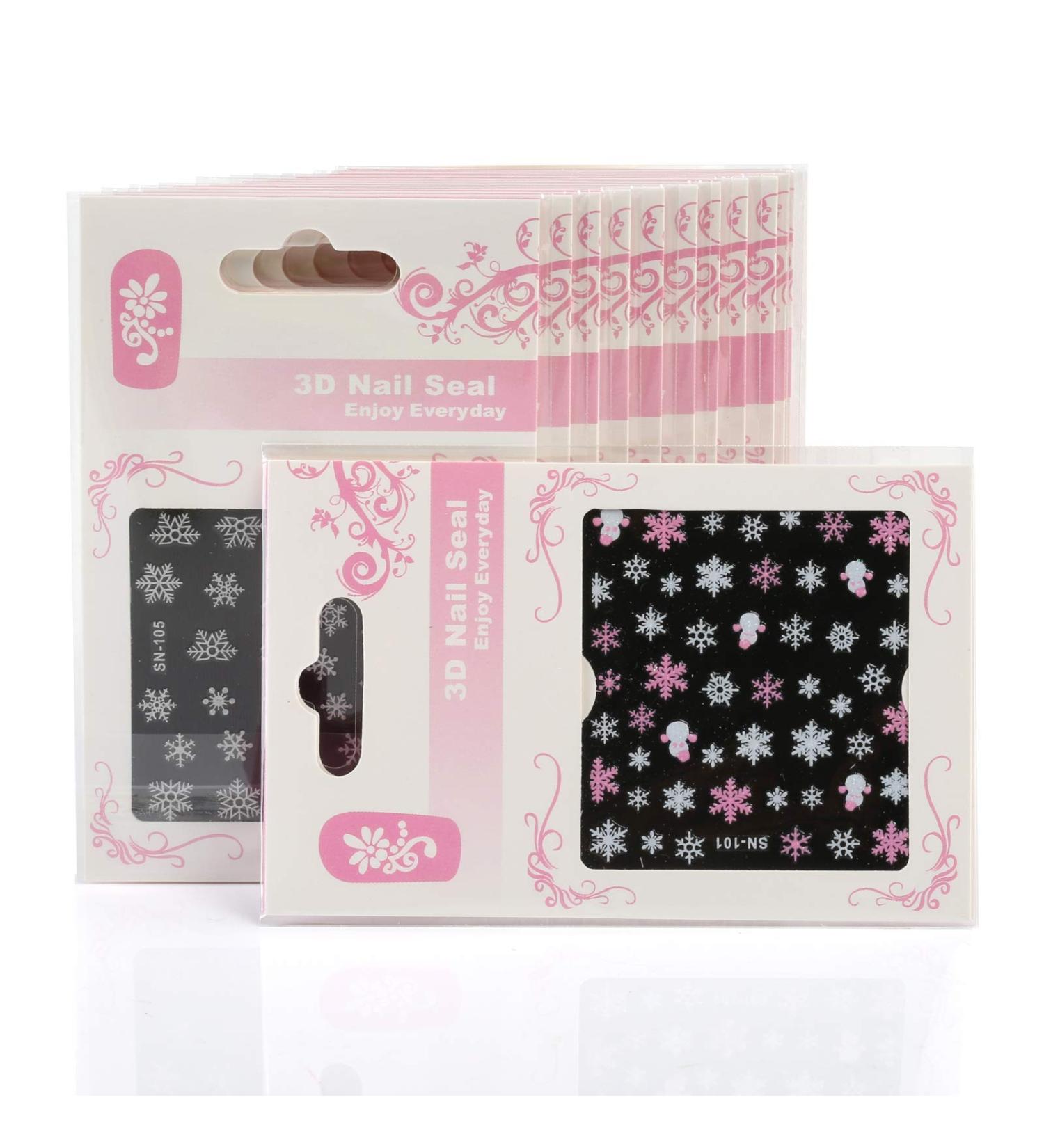 Naler 12 Sheets Nail Art Sticker Christmas Snowflakes Angel Cupid Graphic Stickers Decals for Nail Toe Art Design Decoration Costume - Buy Online on GoSupps.com