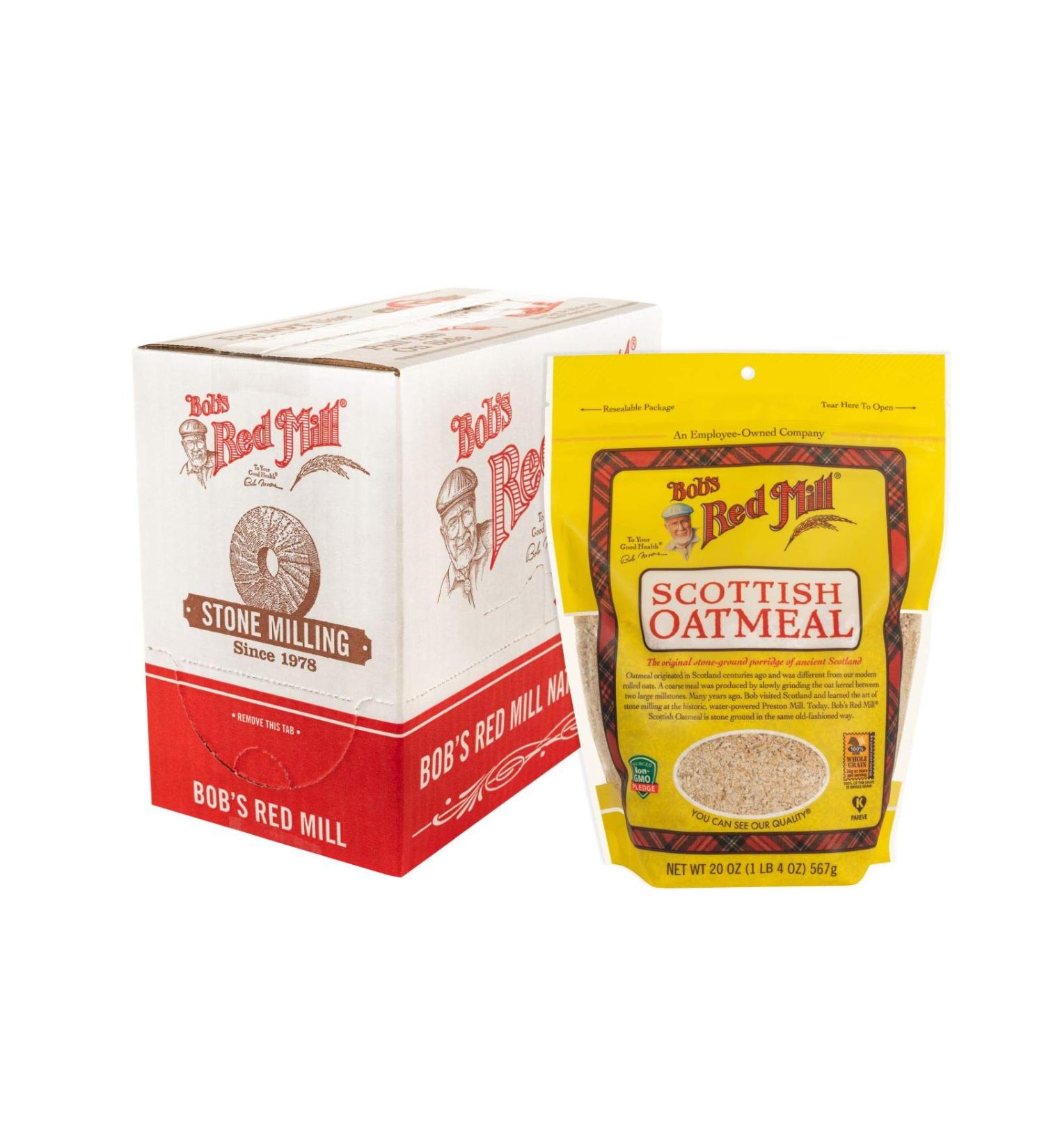 Bob's Red Mill Scottish Oatmeal 20oz - Pack of 4, 1.25lb Resealable Bags - Buy Online on GoSupps.com