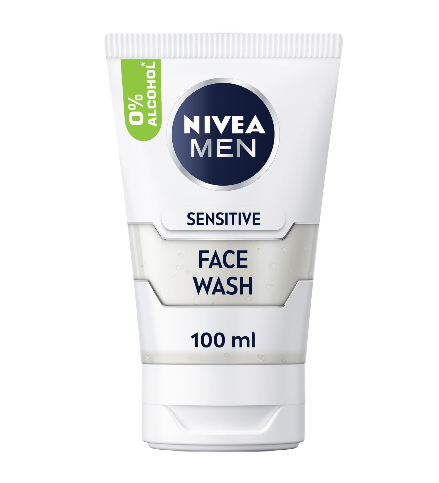 NIVEA MEN Sensitive Face Wash - Alcohol-Free 6x100ml - Gentle Cleanser for All Skin Types - International Shipping Available - Buy Online on GoSupps.com