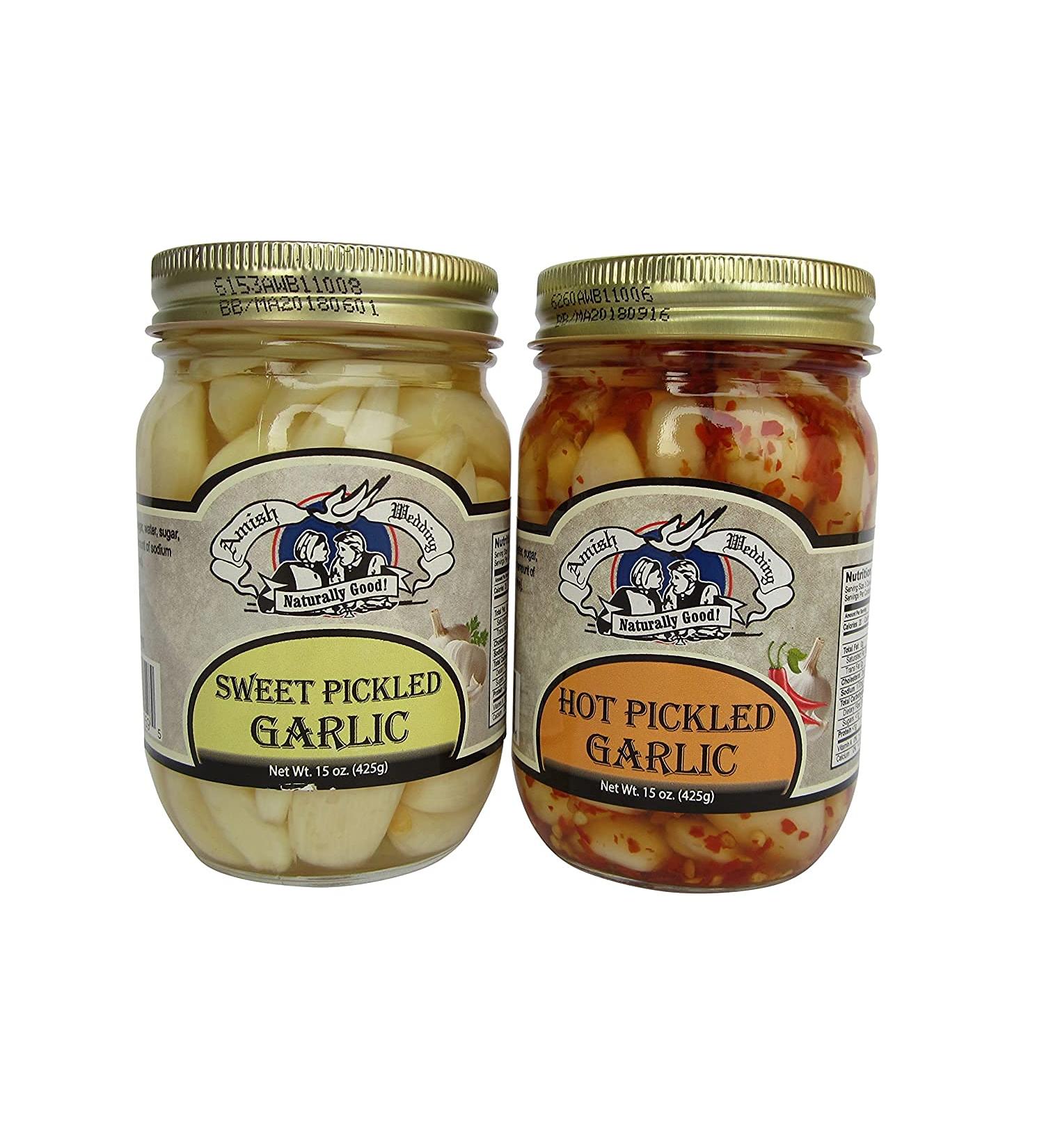 Amish Wedding Hot & Sweet Pickled Garlic 15oz (x2) - Handmade, All Natural - Buy Online on GoSupps.com