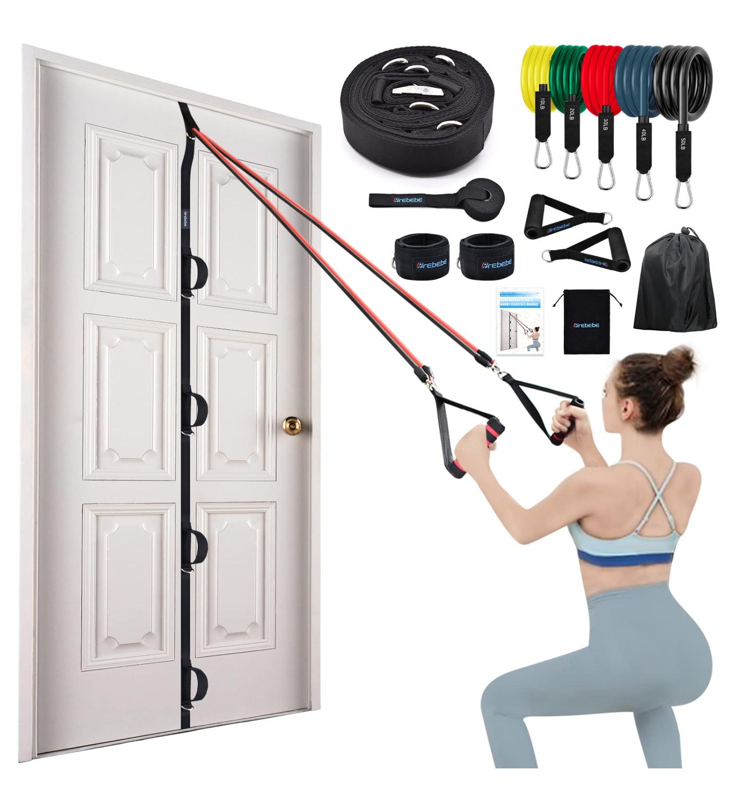 Brebebe Door Anchor Strap for Resistance Bands - Multi Point Gym Attachment for Home Fitness - Portable, Easy Installation - Punch-Free - 14 pc Set - Buy Online on GoSupps.com