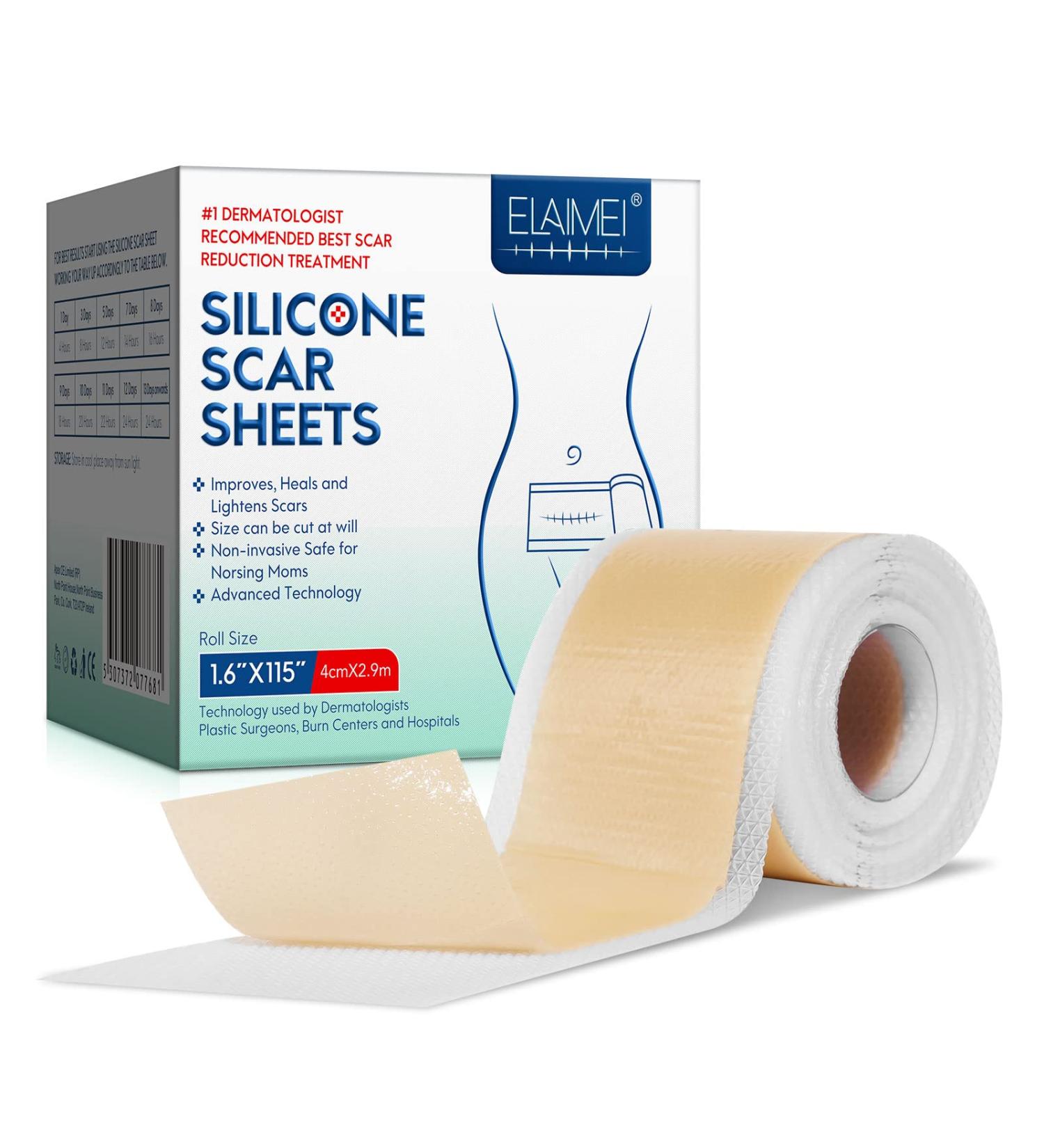 Silicone Scar Sheets(1.6"x115"-2.9M) Medical Grade Silicone Scar Tape Silicone Strips for Scar Healing Painless Scar Removal Tape for All Surgical Incisions C-Section Burn Keloid Acne 1.6"x115"-2.9M 1.6"x115"-2.9m - Buy Online on GoSupps.com