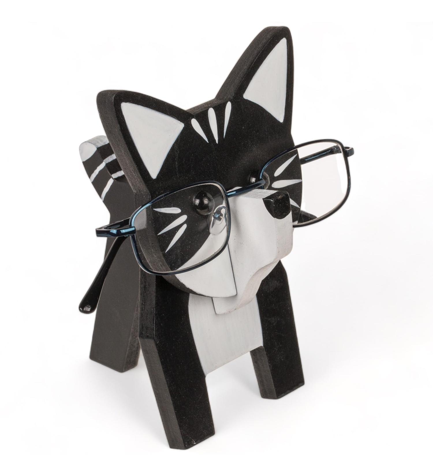 Mijoma Cat-Shaped Wooden Glasses Holder | Trendy Decorative Storage for Home & Travel | 15x10 cm Fastener - Buy Online on GoSupps.com