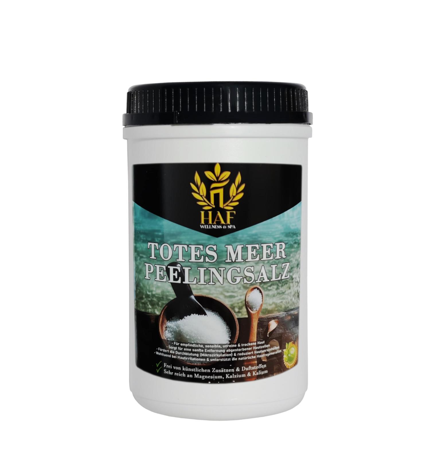  HAF HAF Premium Exfoliating Salt for Sensitive and Dry Skin - 1 x 1kg in Box - 100% Natural Jordan Exfoliating Salt for Face and Body - Sauna Shower & Steam Bath - Buy Online on GoSupps.com