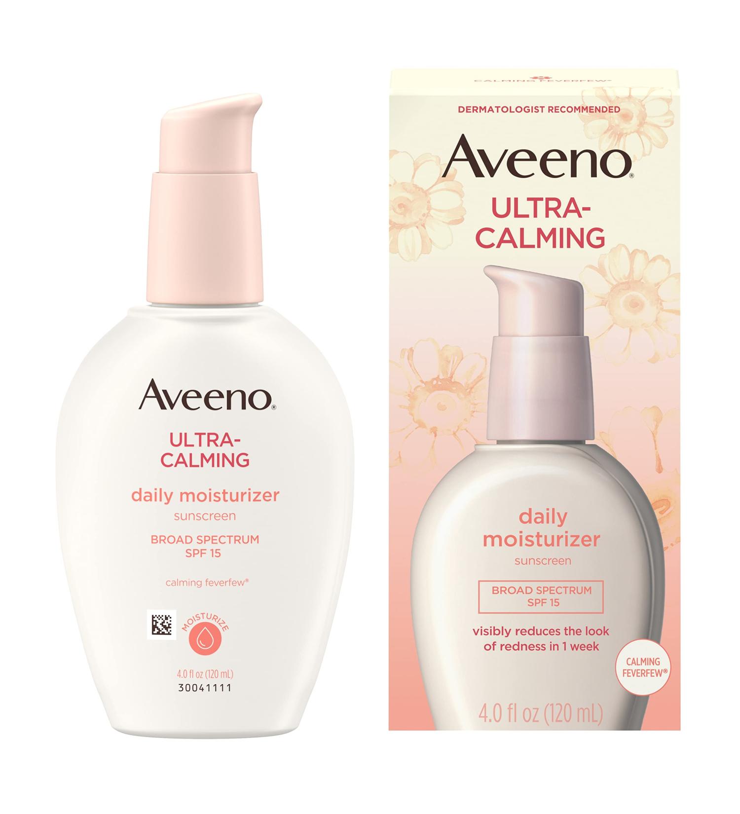 Aveeno Ultra-Calming Daily Moisturizer with SPF 15 - 4 fl oz | Soothing Sunscreen - Buy Online on GoSupps.com