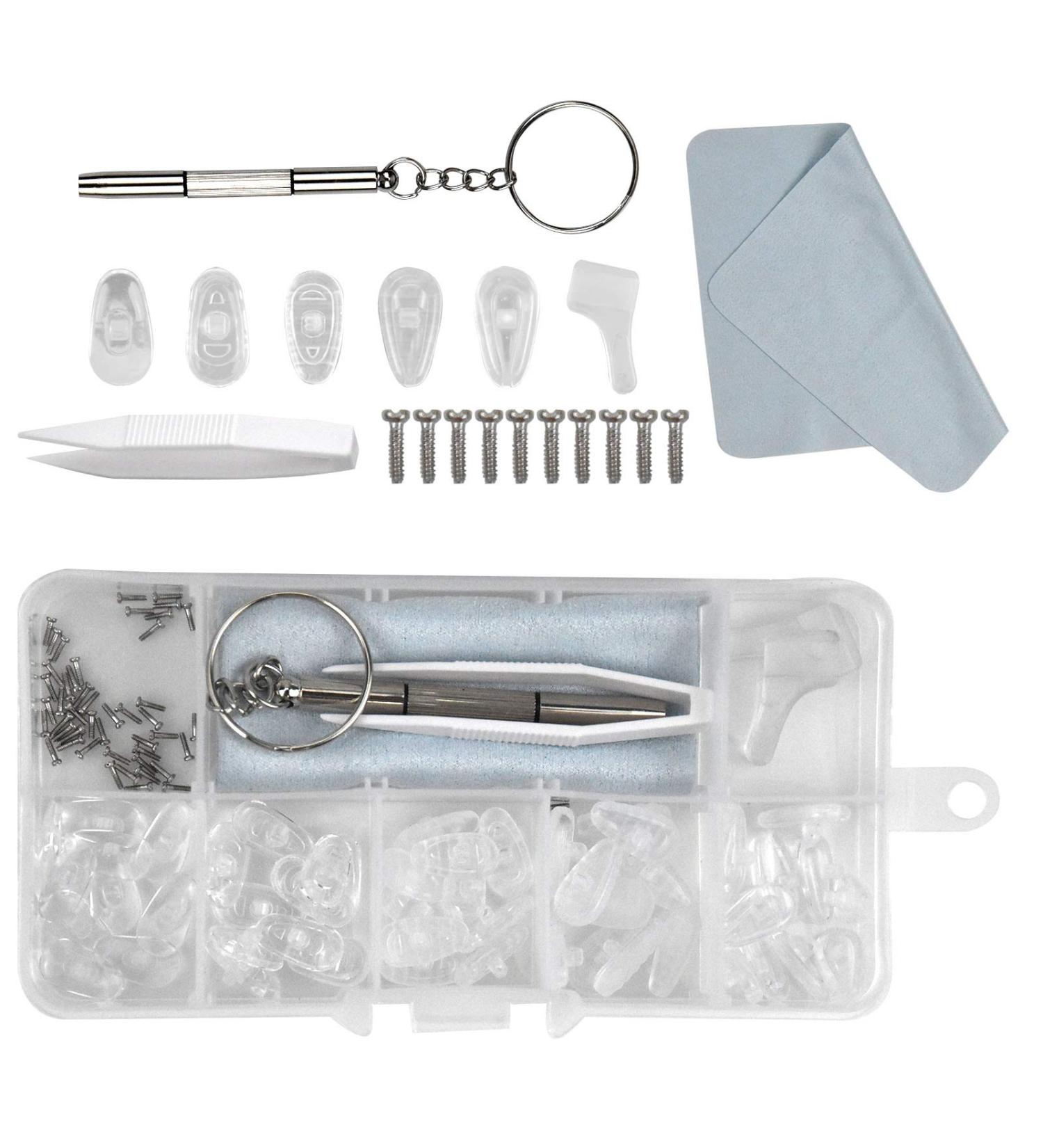 Smatime Silicone Glasses Nose Pads - 25 Pairs Anti-Slip & Soft Repair Kit with Screwdriver for Glasses & Sunglasses - Transparent - Buy Online on GoSupps.com