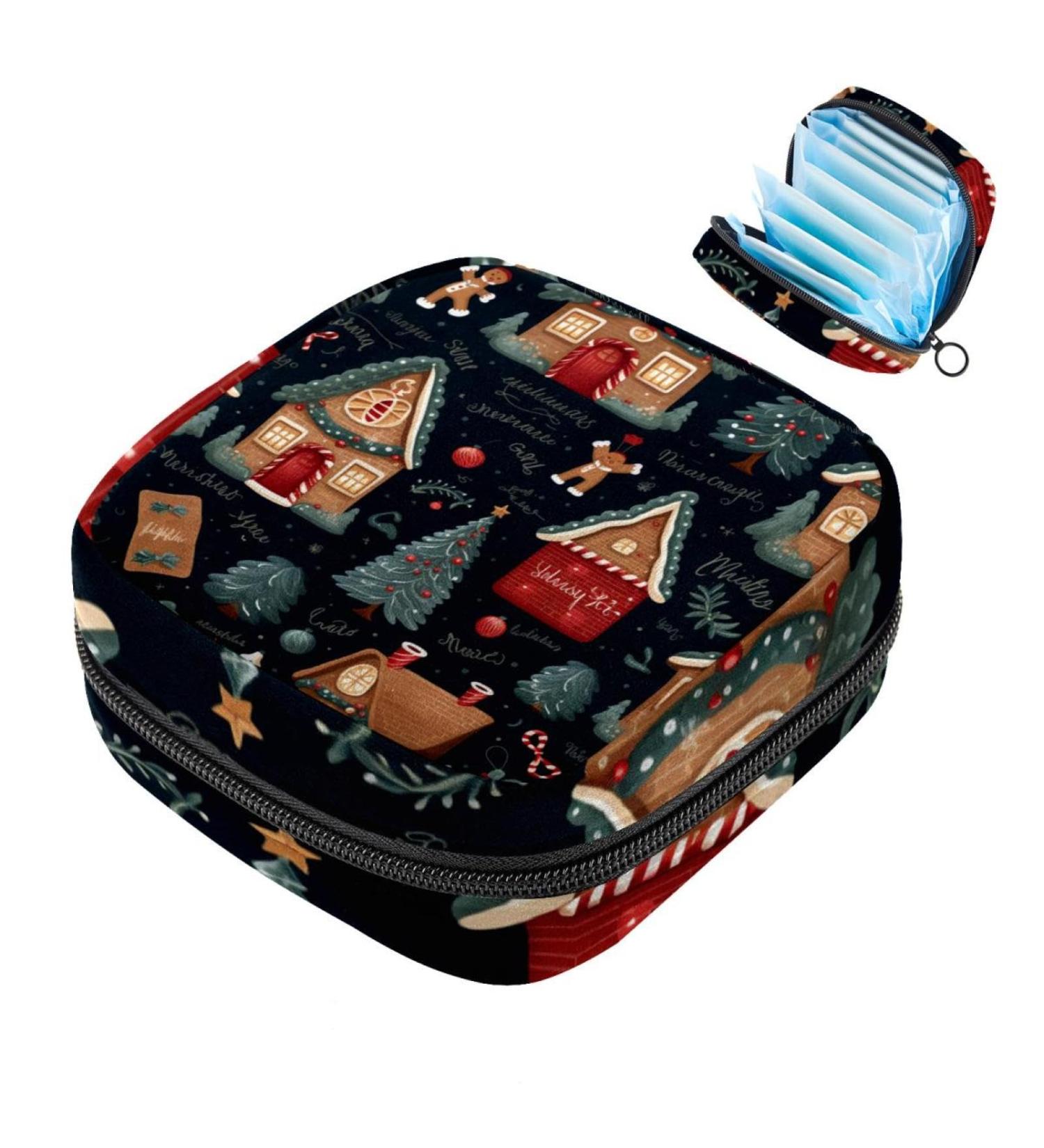 Women's Menstrual Cup Storage Bag - Christmas Pattern Travel Makeup Organizer Big Capacity - Buy Online on GoSupps.com