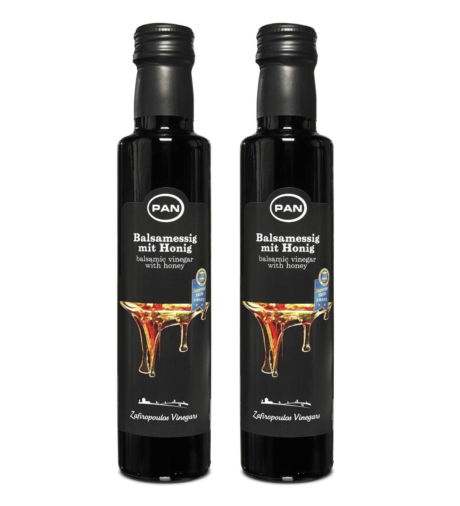  PAN Premium balsamic vinegar with honey - Mild and aromatic - Greek balsamic - 2 x 250 ml - Fine food - Buy Online on GoSupps.com