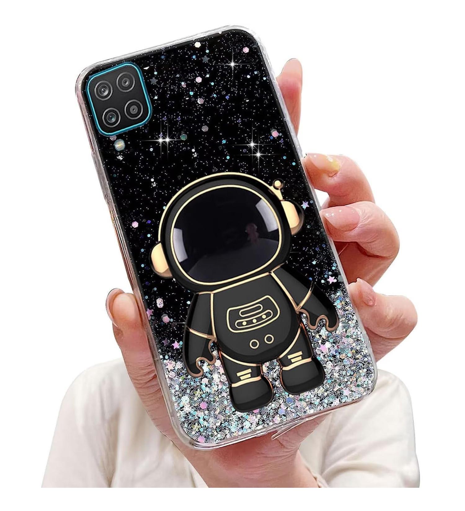 Tivenfezk Nadoli Astronaut Hidden Stand for Samsung Galaxy A12 4G/5G - Soft Silicone Bling Glitter Case Transparent Protective Cover - Buy Online on GoSupps.com