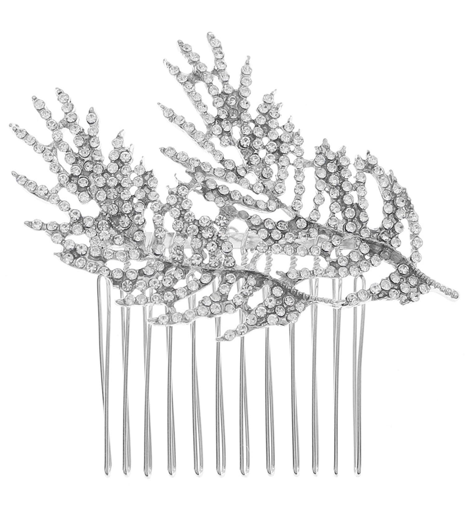 Bridal Wedding Hair Comb Temperament Hair Comb Bridal Headdress Alloy Hair Comb for Women and Girls 8x8cm Silver - Buy Online on GoSupps.com