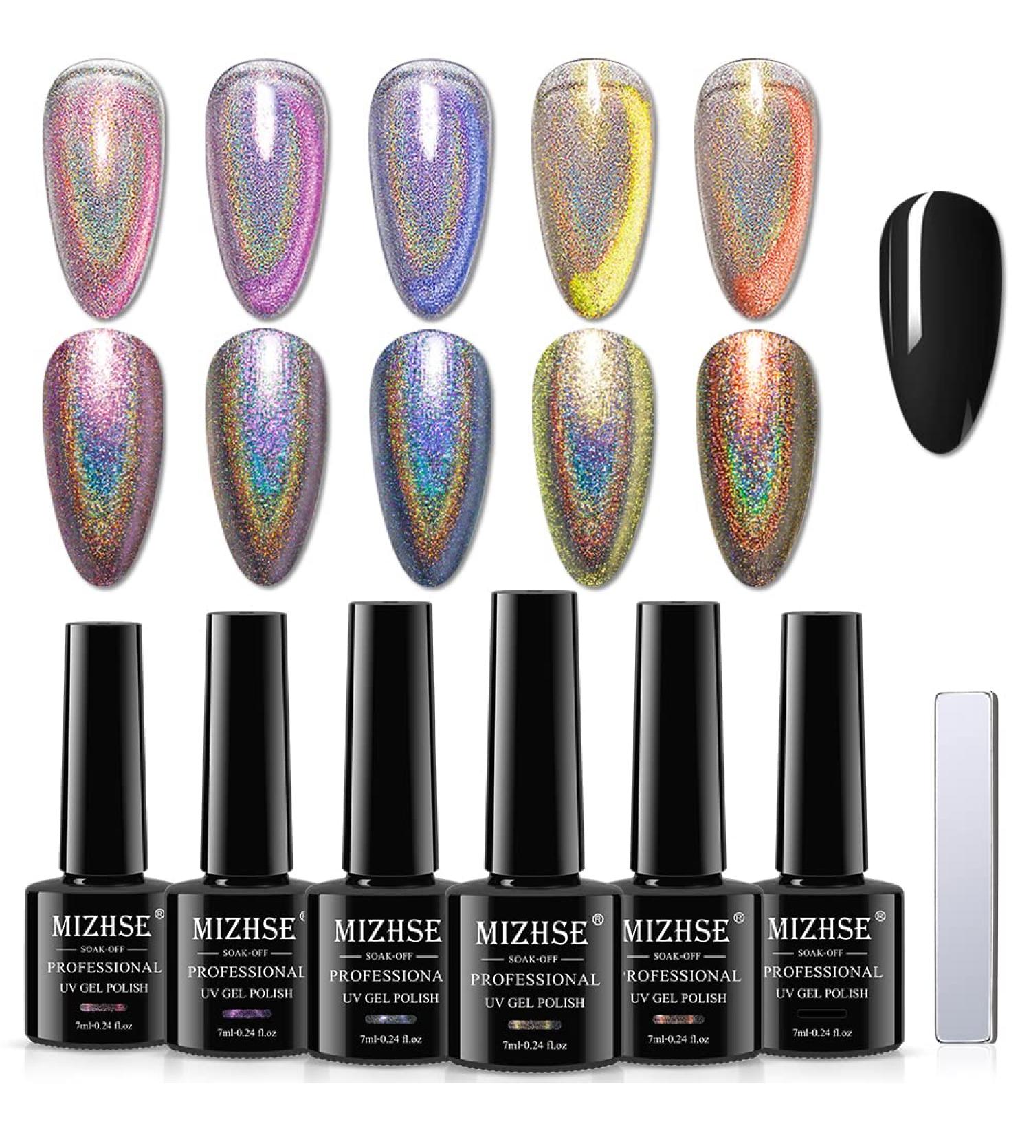 MIZHSE 2-IN-1 Holographic 9D Cat Eye Gel Nail Polish Holo Cat Eye Gel Polish Laser Nail Polish Gel Galaxy Chameleon Magnetic Gel Soak Off UV Gel with Magnet Stick and Black Gel Nail Art - Buy Online on GoSupps.com