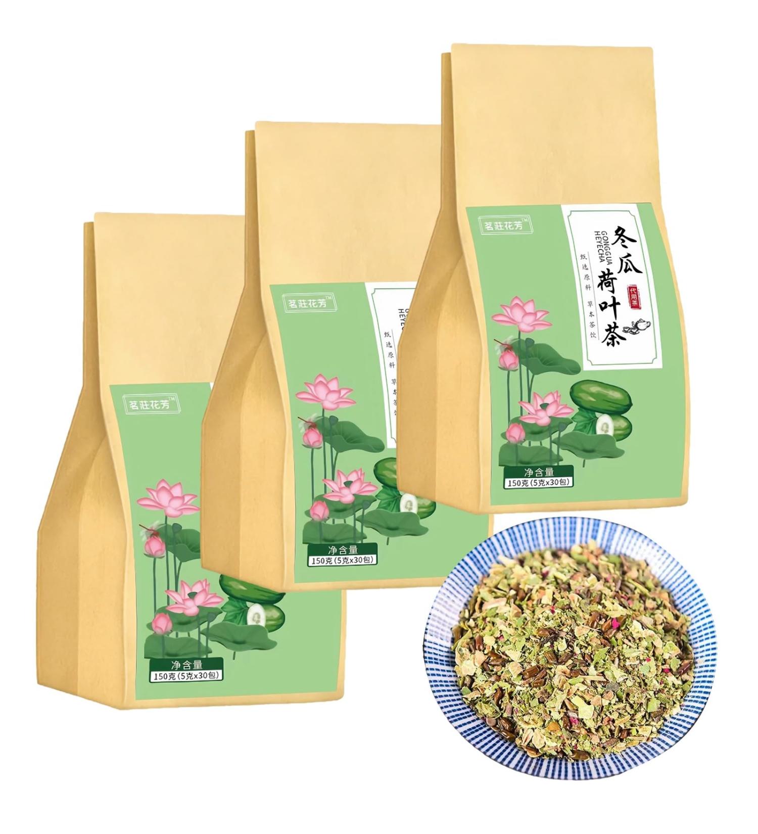  XFLHXY Lotus Leaf and Winter Melon Tea - 30 Sachets/1 Box of Natural Chinese Herbal Tea Tea Bags Herbal Tea Combination Lotus Leaf and Winter Melon Tea (90Bags) - Buy Online on GoSupps.com