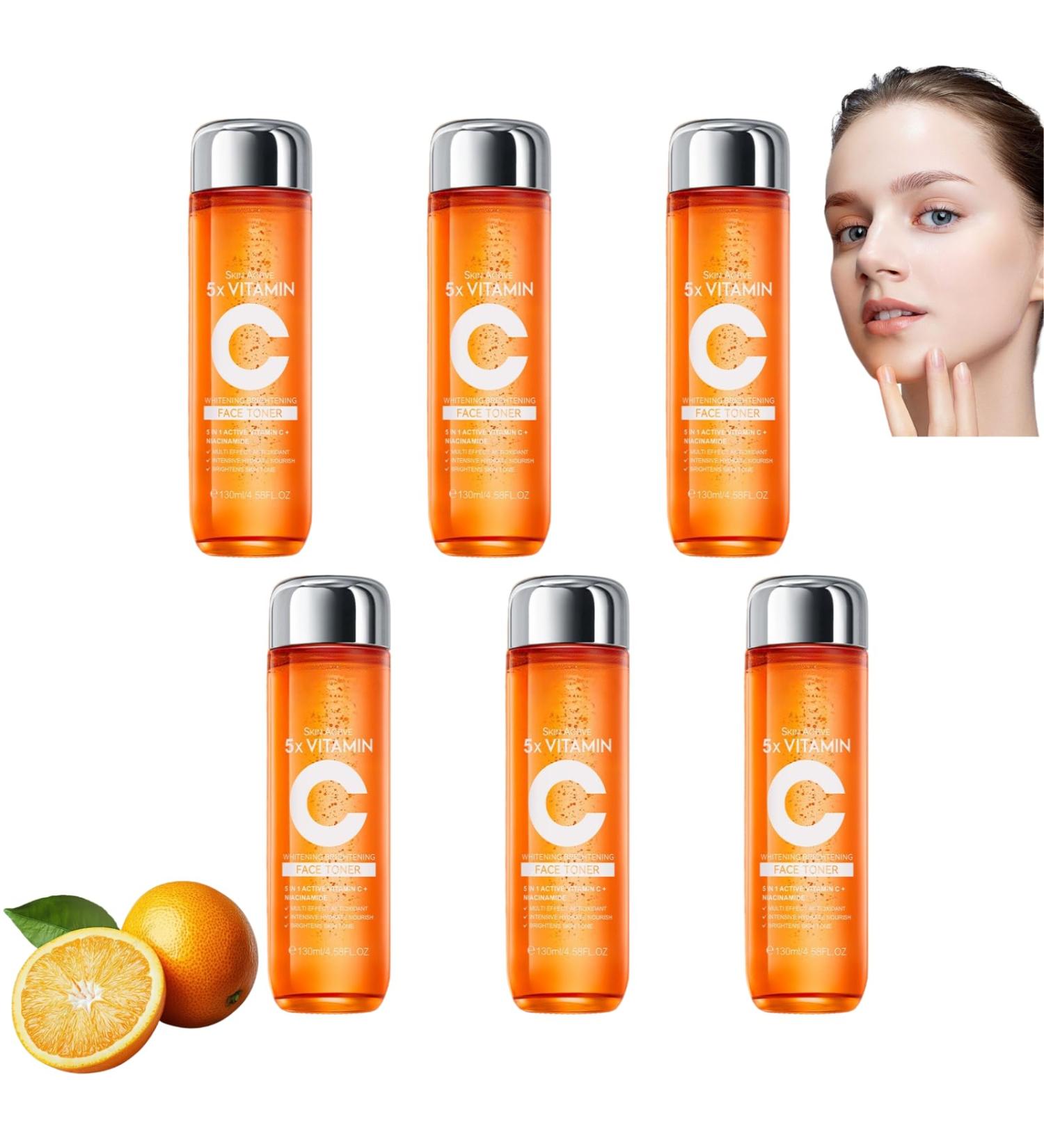 Nuvilo Vitamin C Toner with Hyaluronic Acid Facial Toner for Brightening Moisturizing and Antioxidant Pore-Minimizing Toner for Glowing Skin 130ml (6 Pack) - Buy Online on GoSupps.com