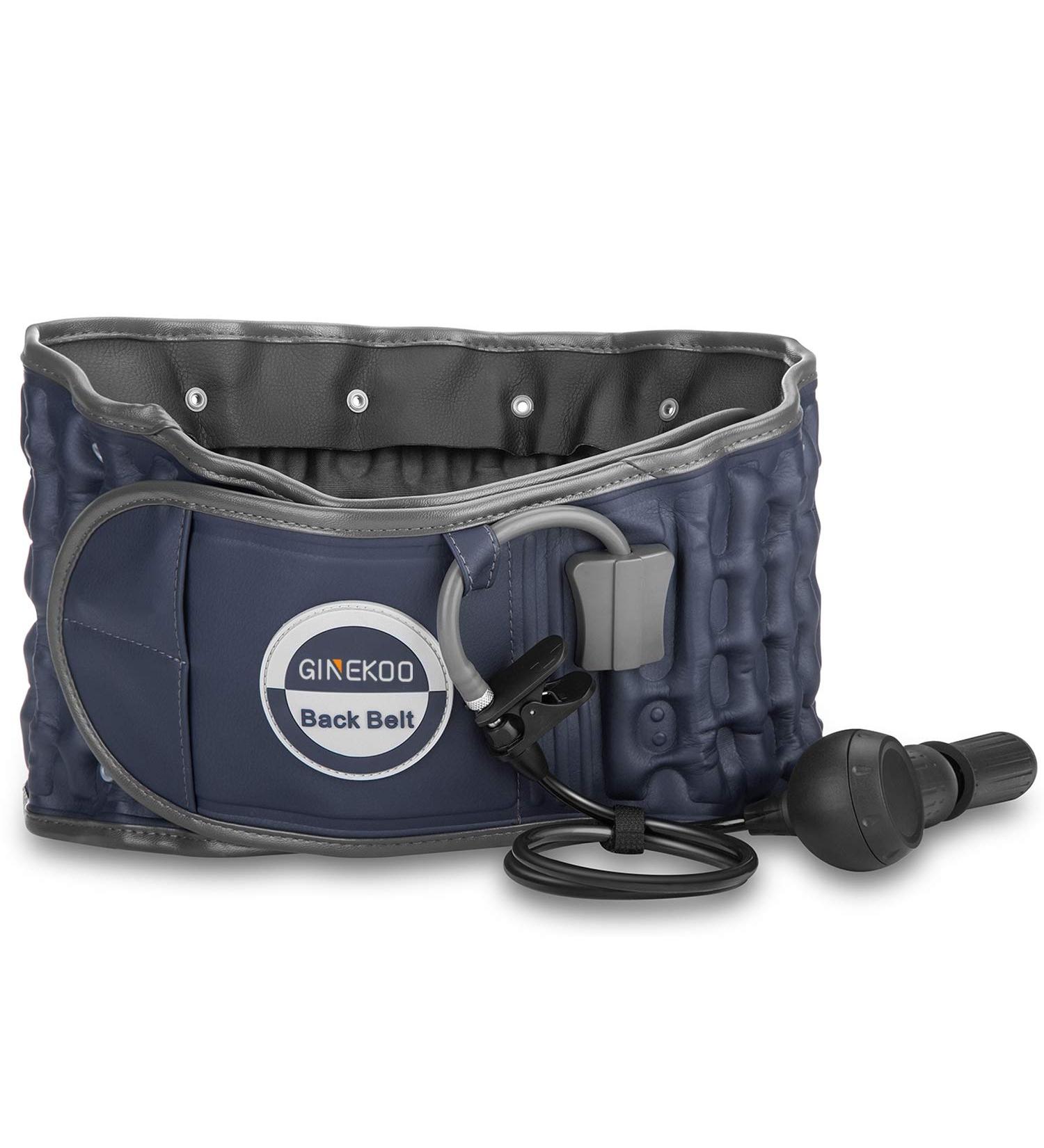 GINEKOO Decompression Back Belt for Lumbar Support | Spinal Air Traction Belt for Lower Back Pain Relief | Navy Blue, 29-49 inch Waist | Back Support & Lumbar Traction - Buy Online on GoSupps.com