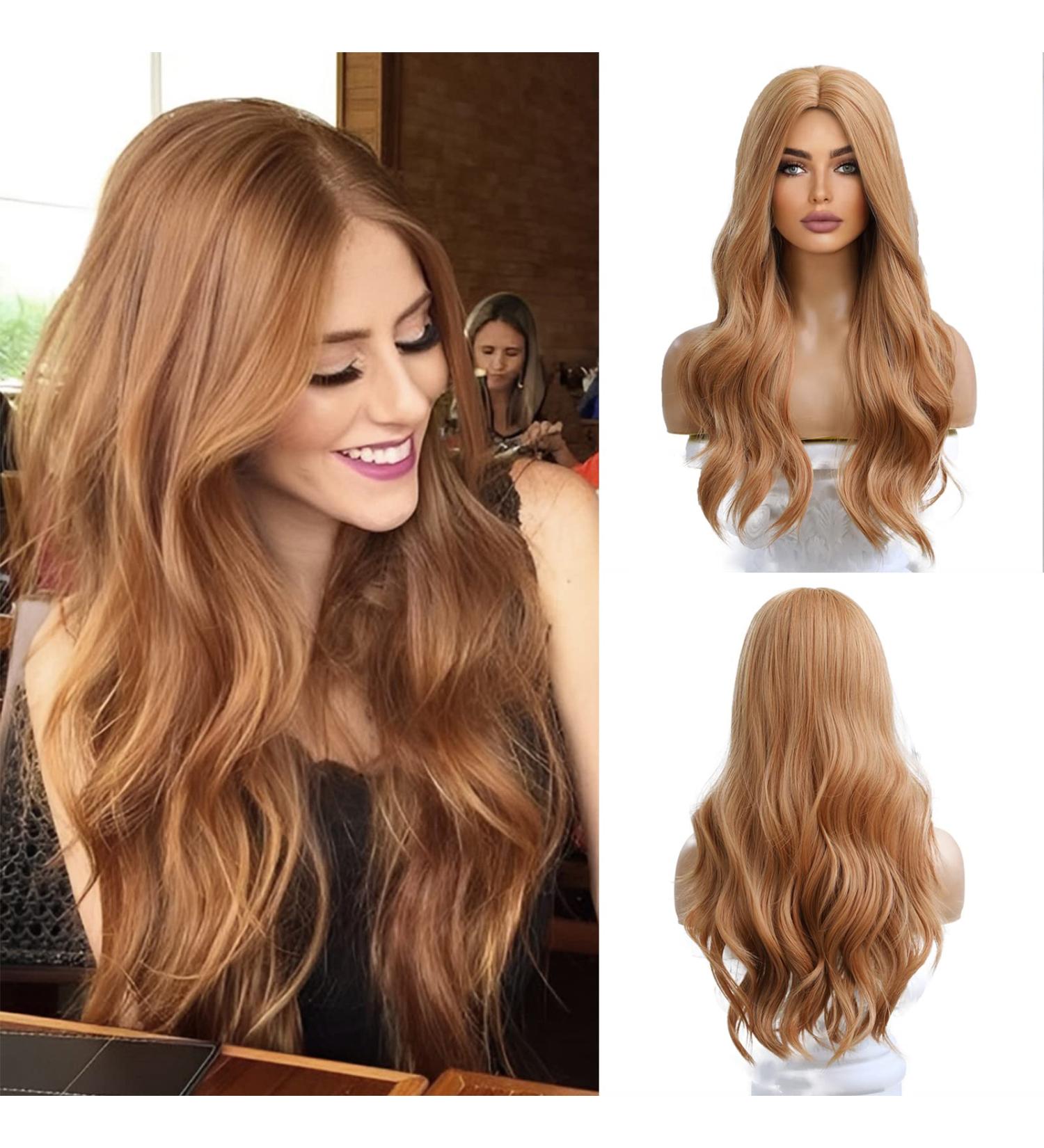 Esmee Long Wavy Strawberry Blonde Wig - Heat Resistant Synthetic Hair for Daily Party Cosplay - 24 Inches - Buy Online on GoSupps.com