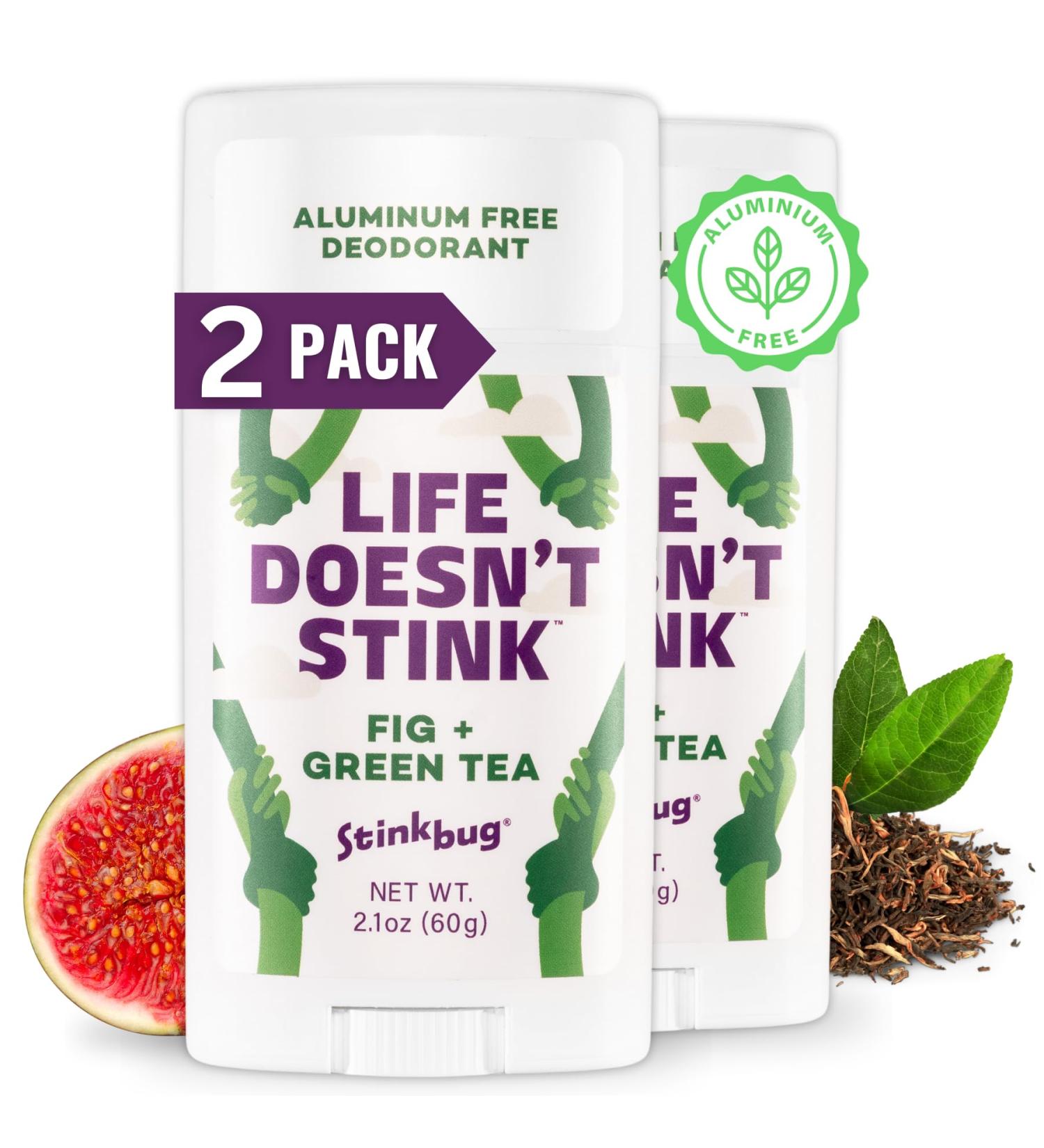 Natural Organic Deodorant Stick with Fig & Green Tea | Aluminum Free | Stinkbug Naturals (Pack of 2 - Buy Online on GoSupps.com